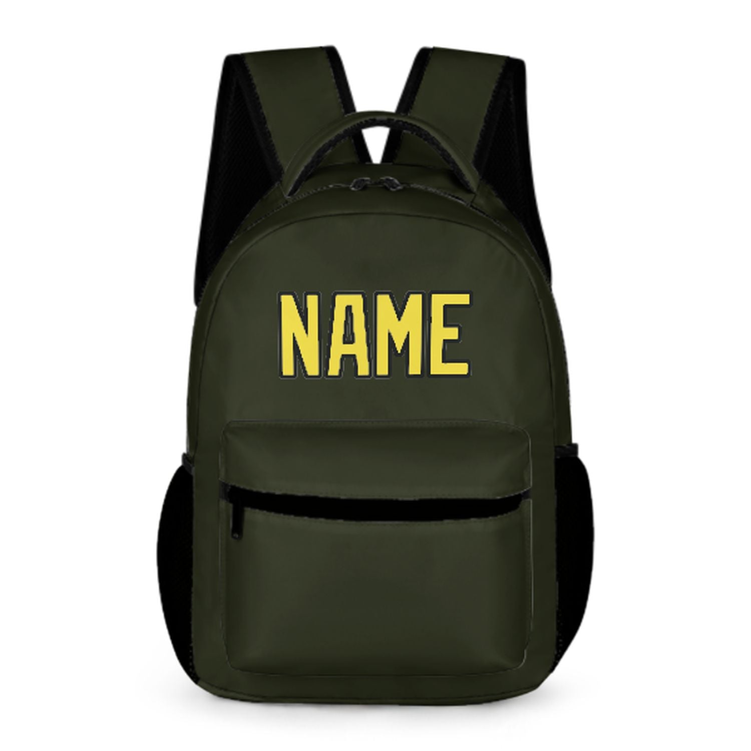 Zaino per bambini personalizzato color oliva scuro e giallo pallido