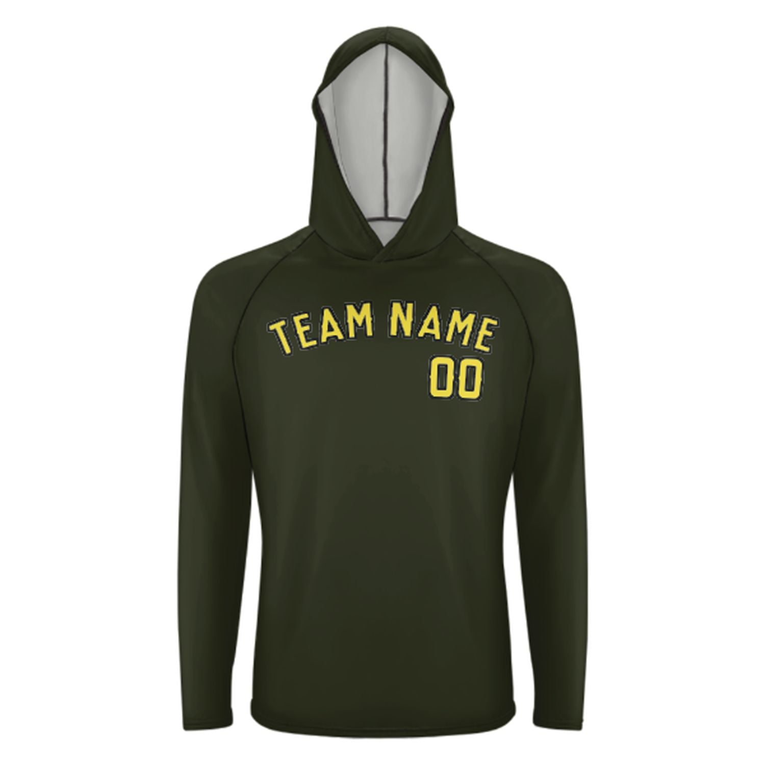 Maßgeschneidertes Dunkles Oliv Blassgelb UV-Hoodie