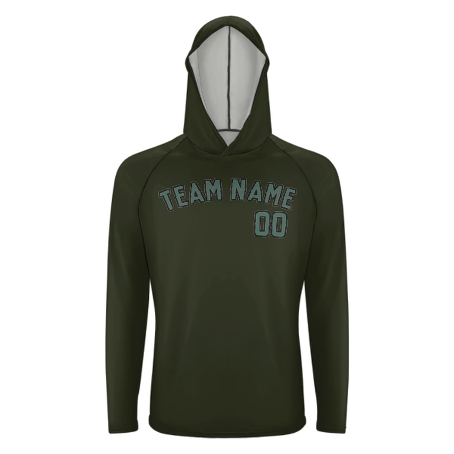Maßgeschneidertes Dunkles Oliv Blaugrün UV-Hoodie