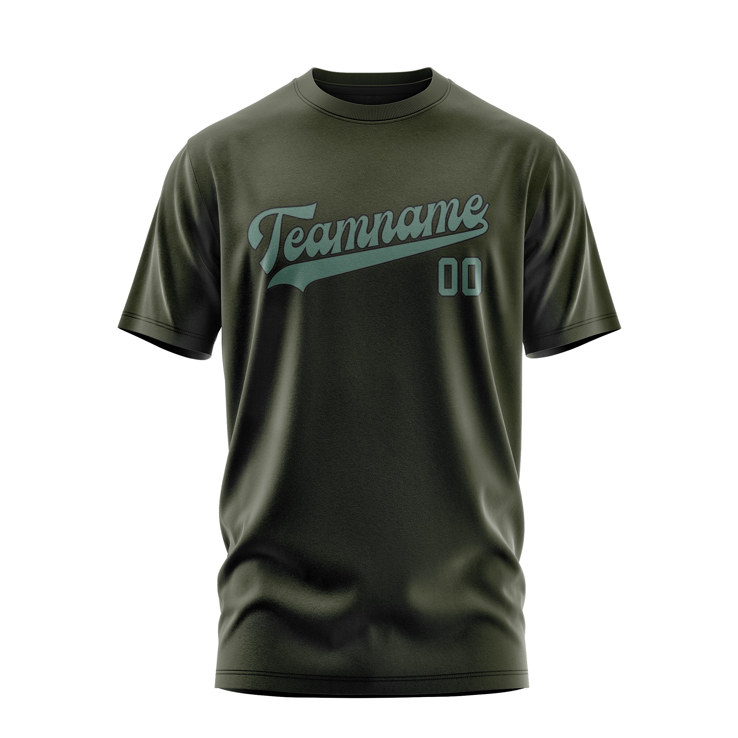 Maßgeschneidertes Dunkles Oliv Blaugrün T-Shirt
