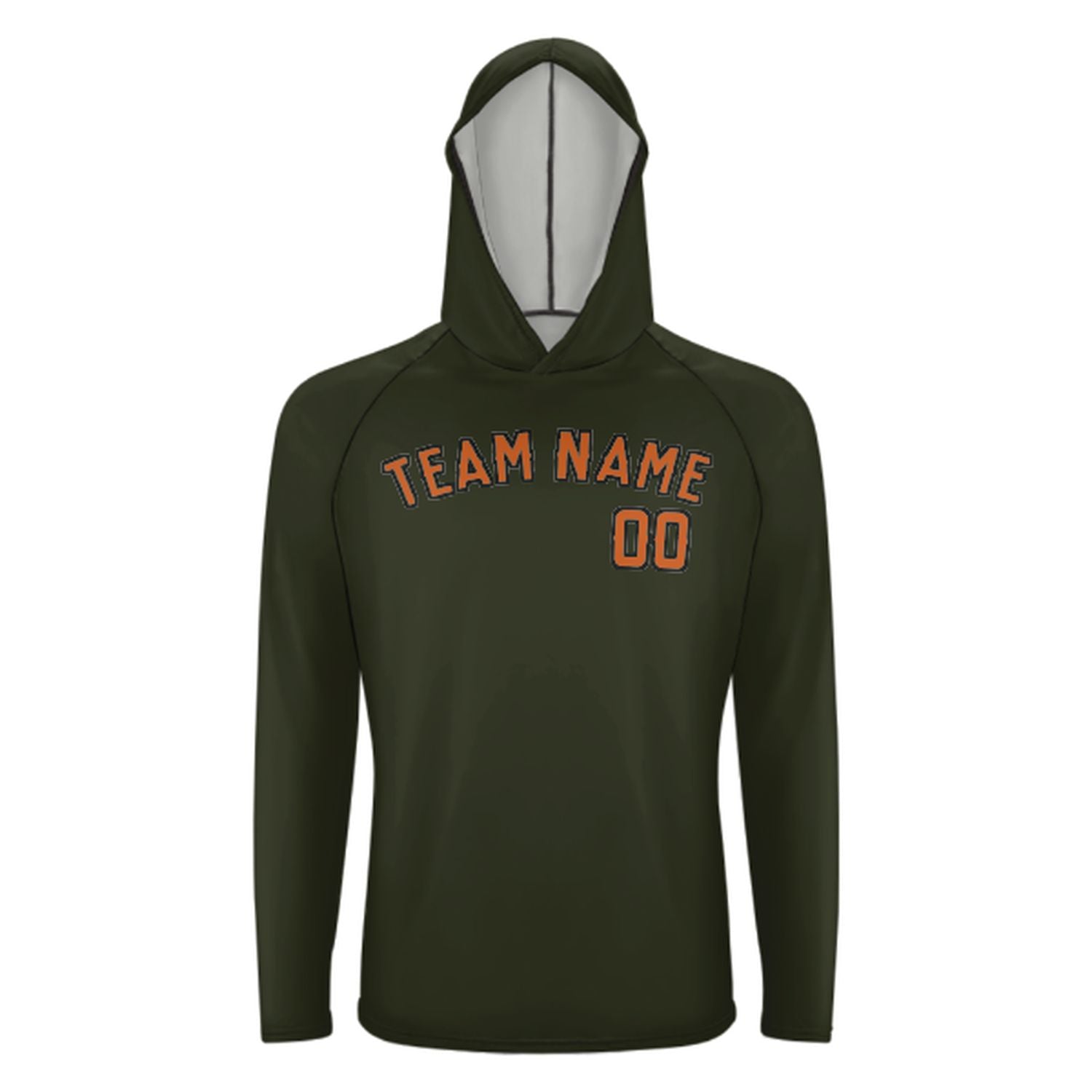 Maßgeschneidertes Dunkles Oliv Orange UV-Hoodie