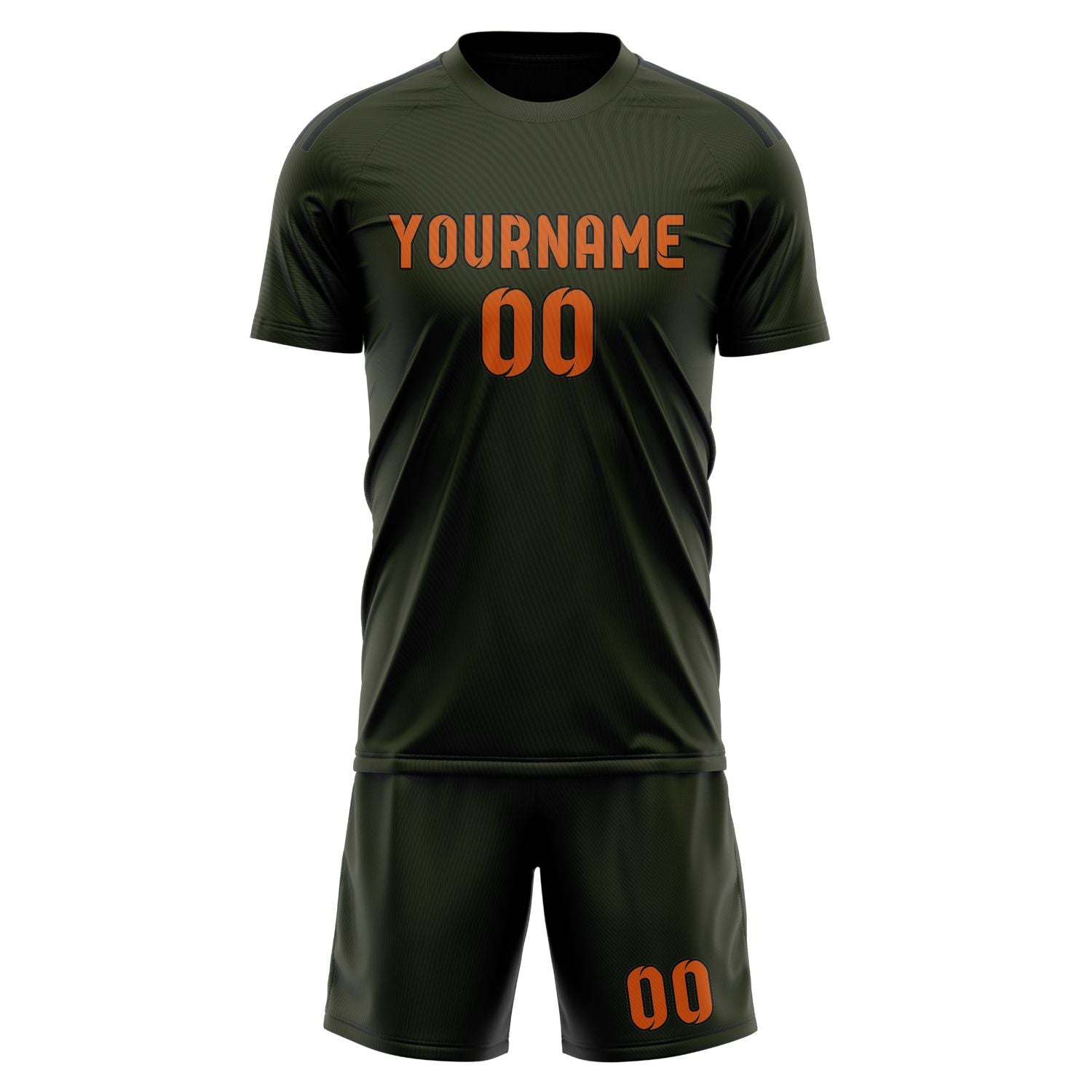 Maßgeschneidertes Professionelles Dunkles Oliv Orange Fußballtrikot-Set