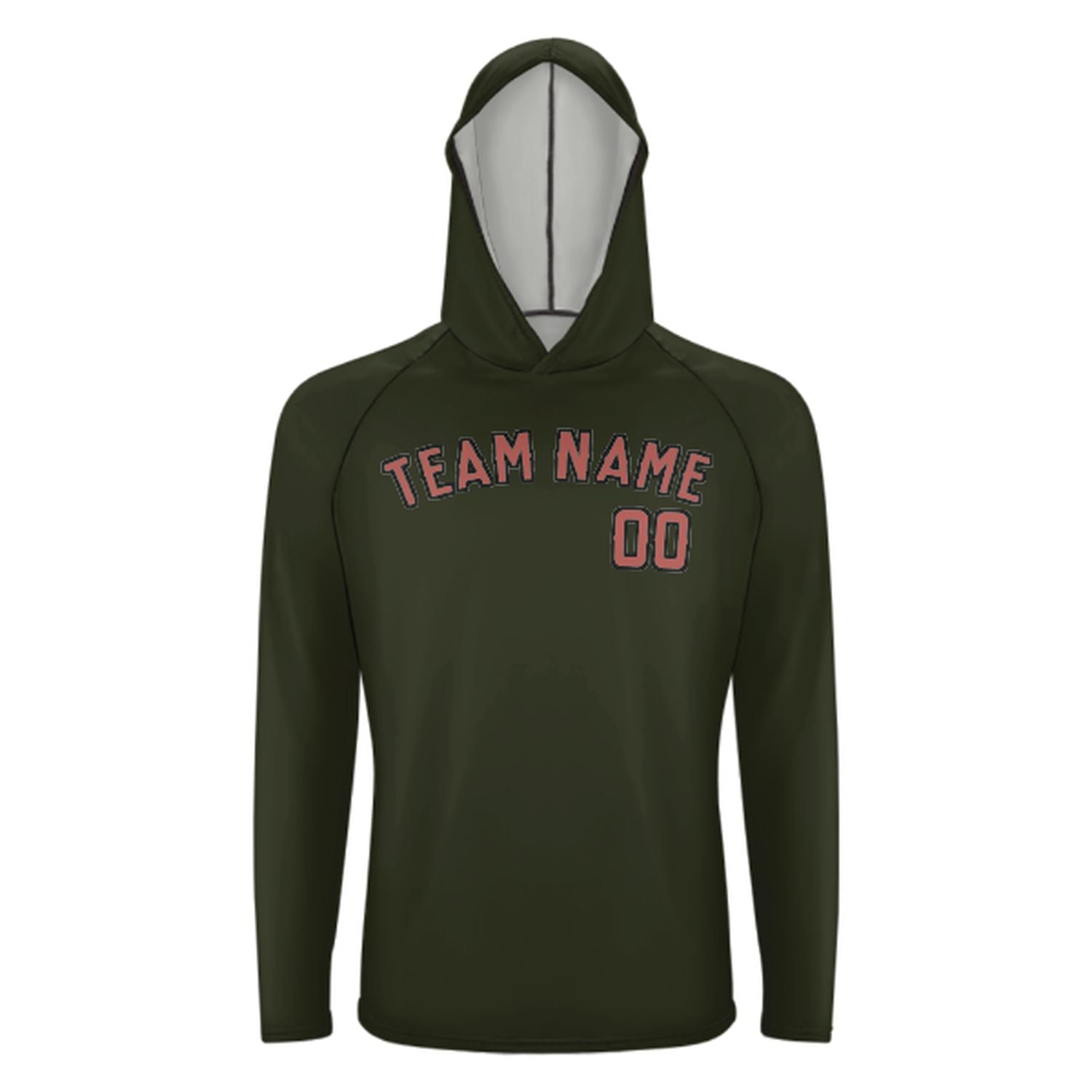 Maßgeschneidertes Dunkles Oliv Kupferrose UV-Hoodie
