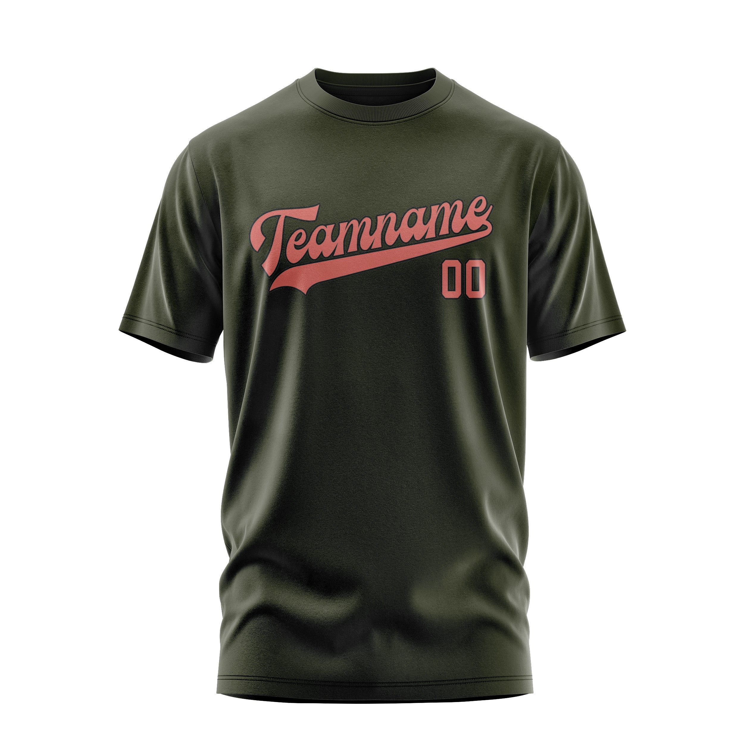 Maßgeschneidertes Dunkles Oliv Kupferrose T-Shirt