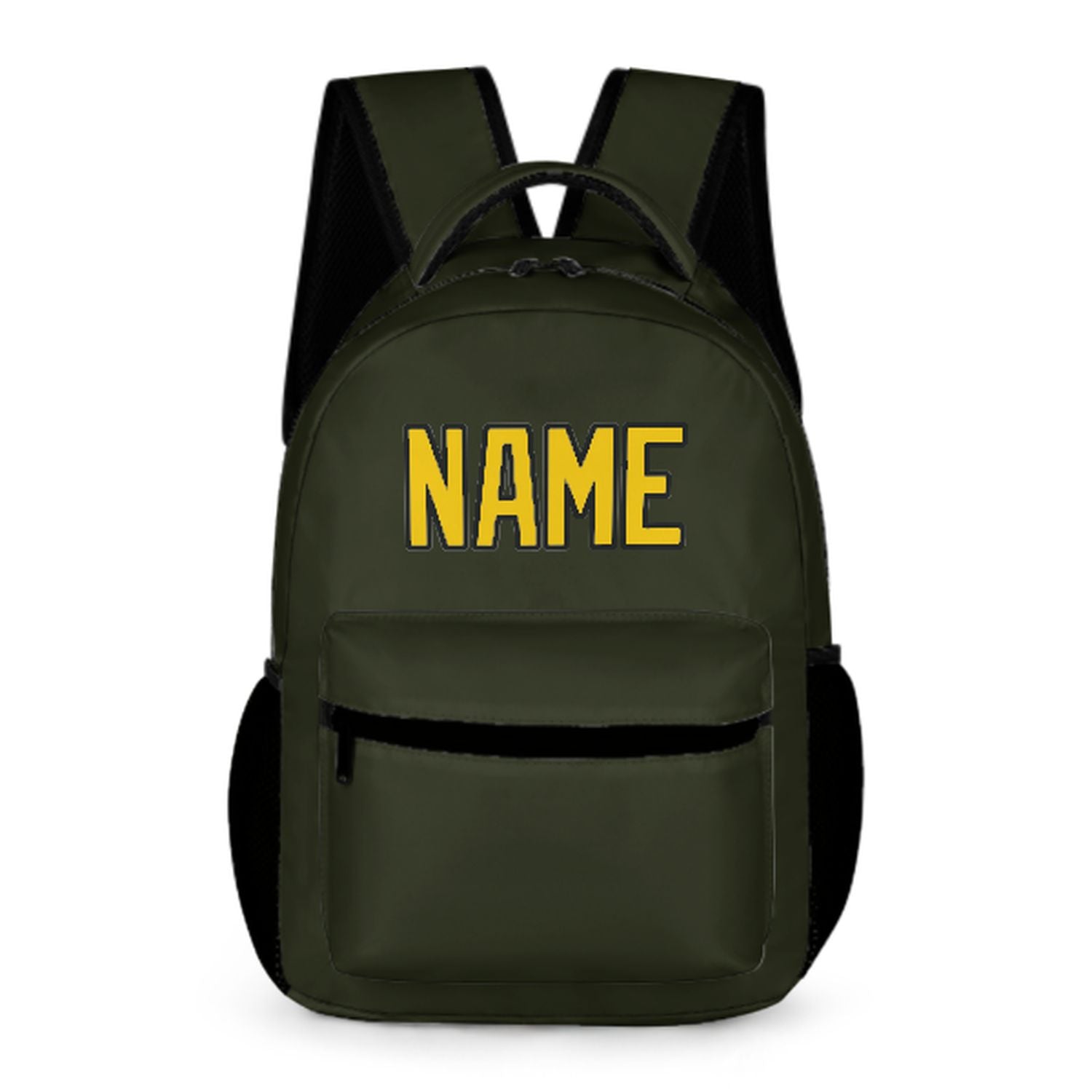 Zaino personalizzato per bambini color oliva scuro e oro