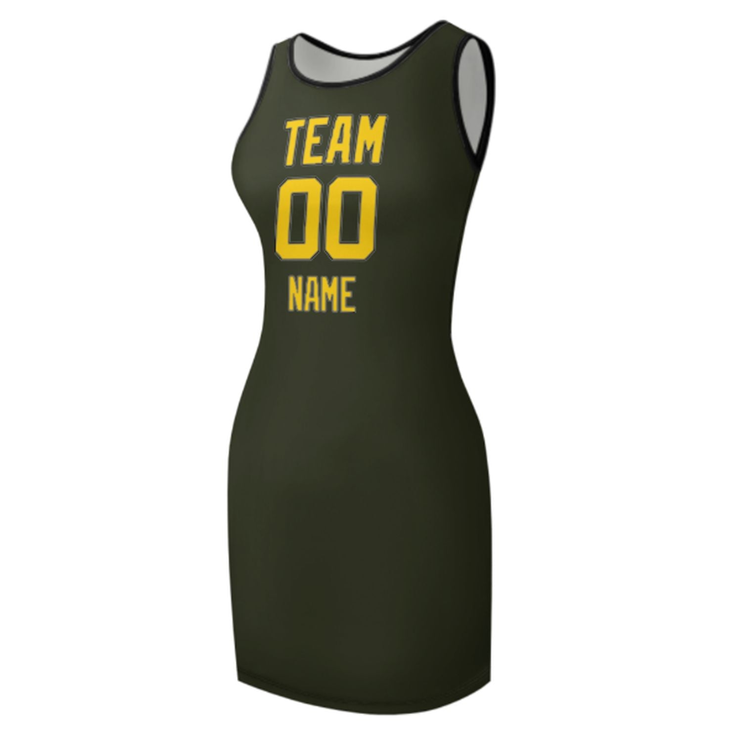 Maßgeschneidertes Dunkles Oliv Gold Ärmelloses Trägerkleid