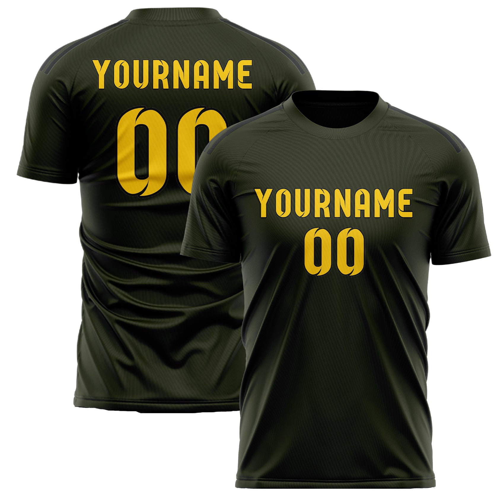 Benutzerdefiniertes Professionelles Dunkles Oliv Gold Fußballtrikot