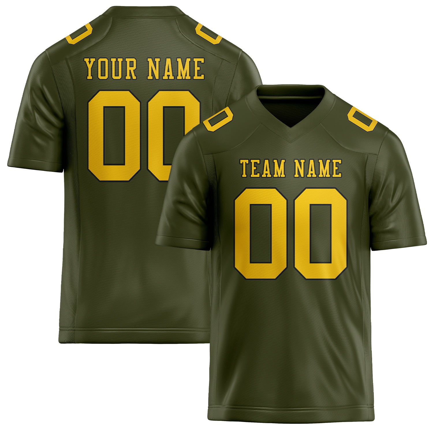 Maßgeschneidertes Professionelles Dunkles Oliv Gold Rugbytrikot