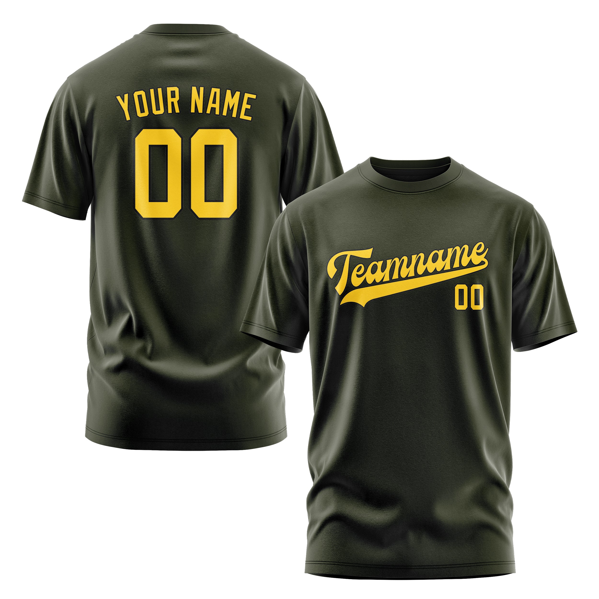 Maßgeschneidertes Dunkles Oliv Gold T-Shirt