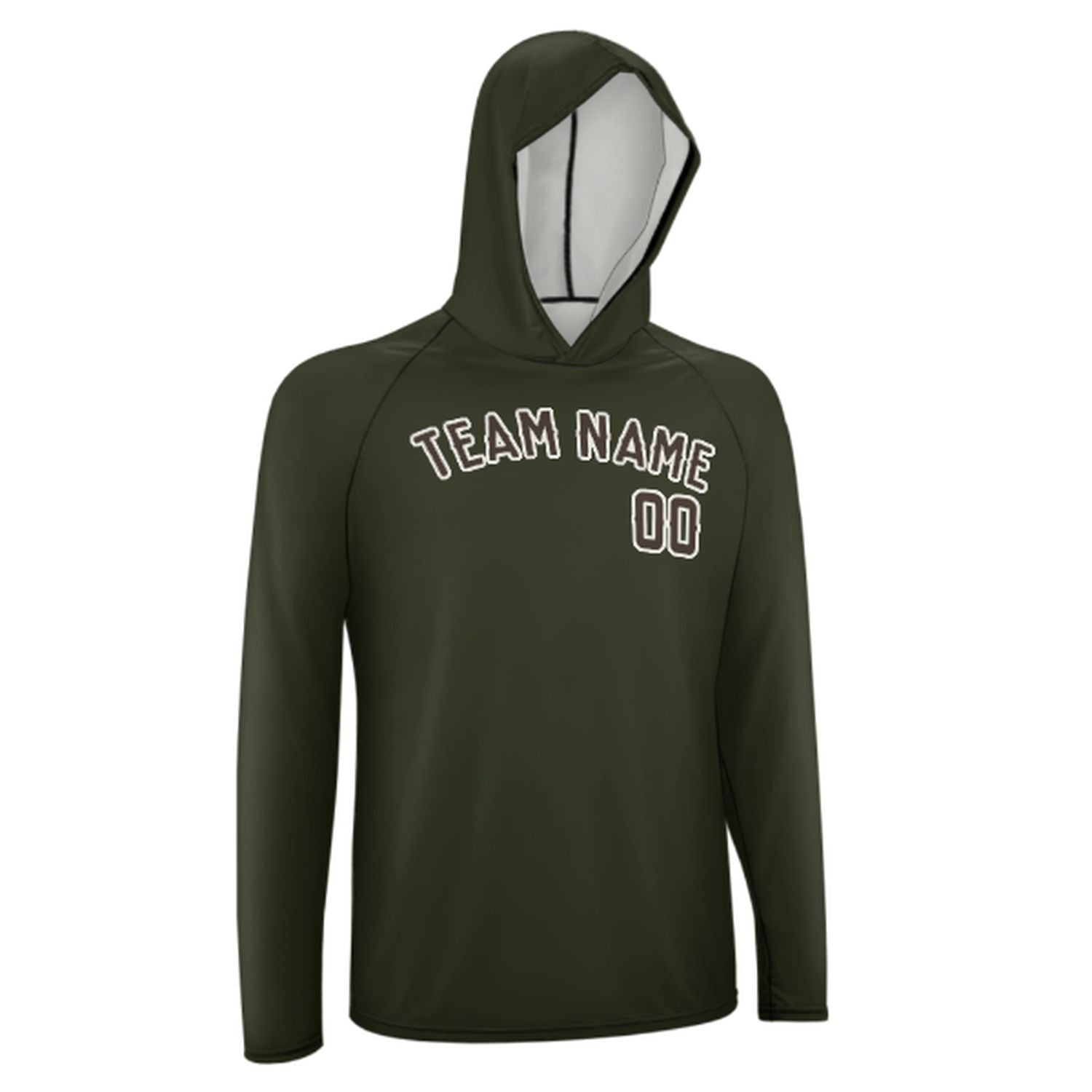 Maßgeschneidertes Dunkles Oliv Braun UV-Hoodie