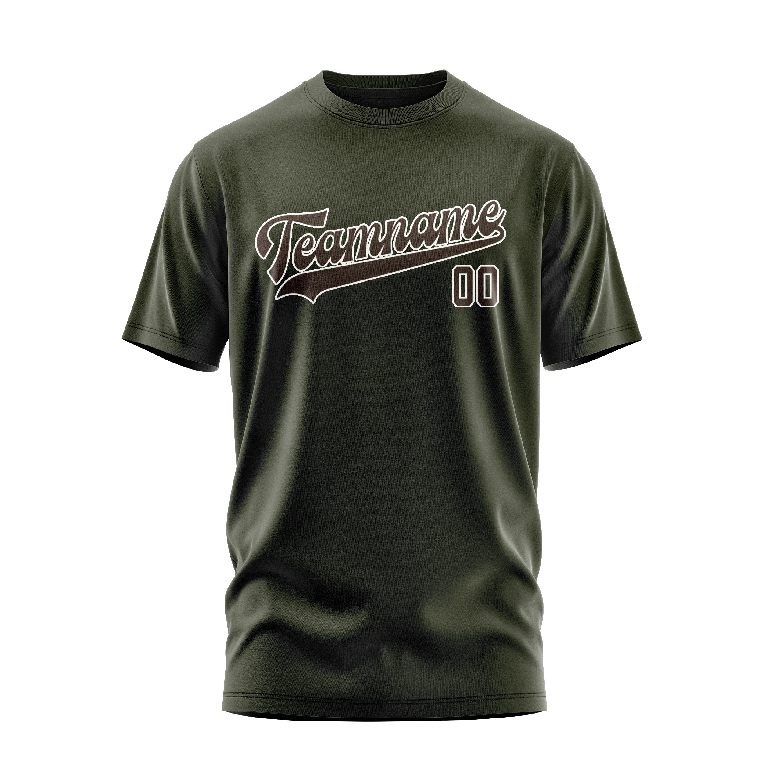 Maßgeschneidertes Dunkles Oliv Braun T-Shirt