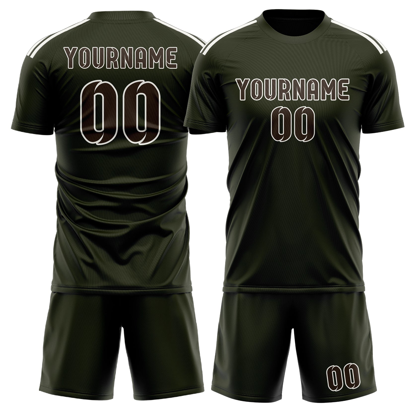 Maßgeschneidertes Professionelles Dunkles Oliv Braun Fußballtrikot-Set
