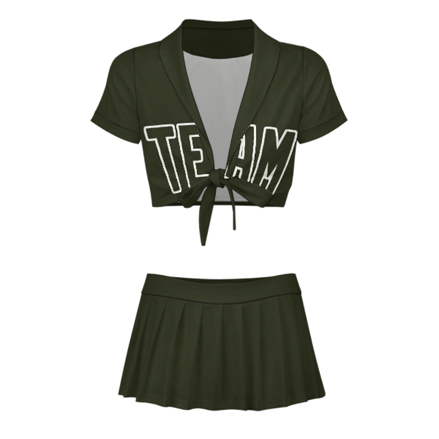 Maßgeschneidertes Dunkles Oliv Dunkles Oliv Cheerleader Outfit Set