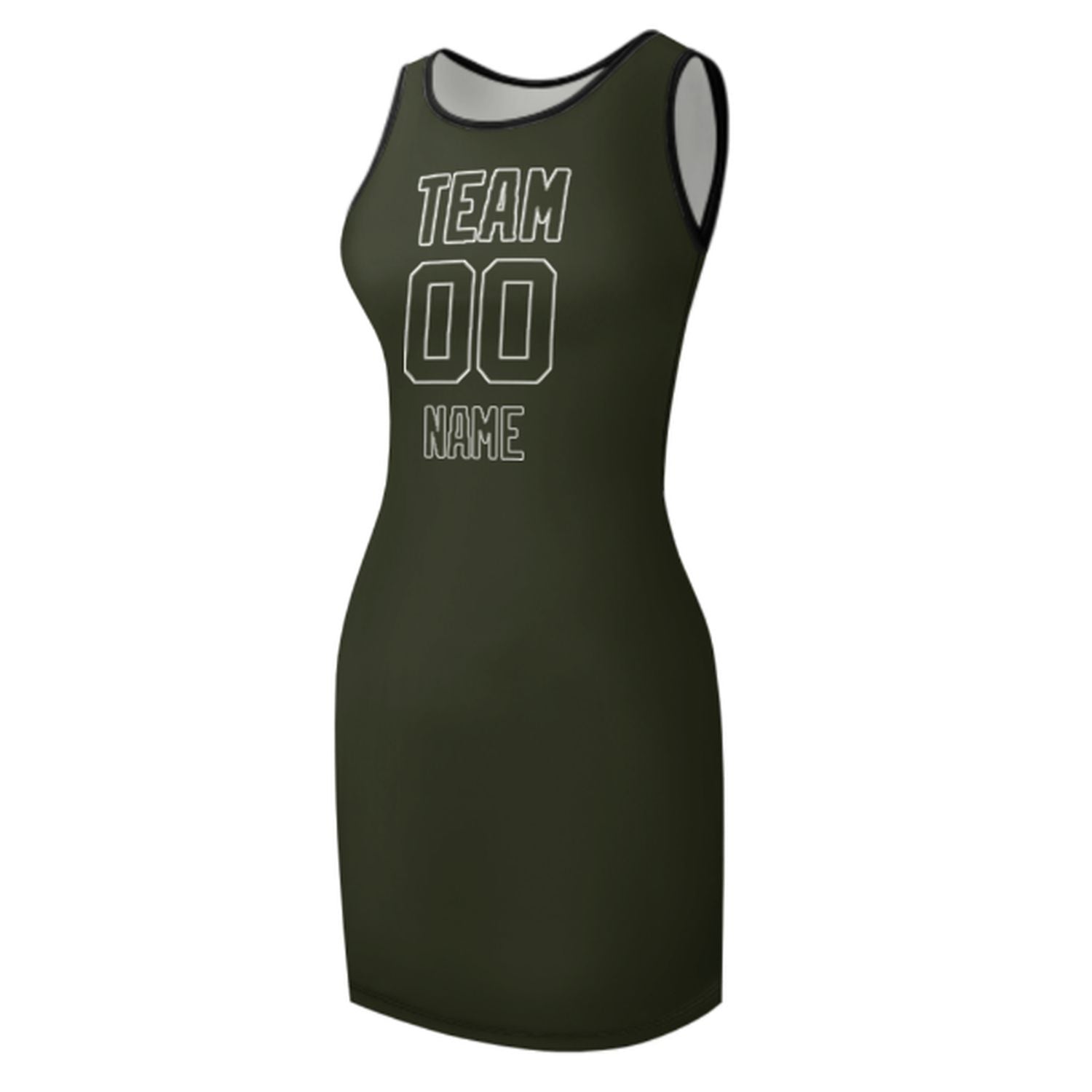 Maßgeschneidertes Dunkles Oliv Dunkles Oliv Ärmelloses Trägerkleid