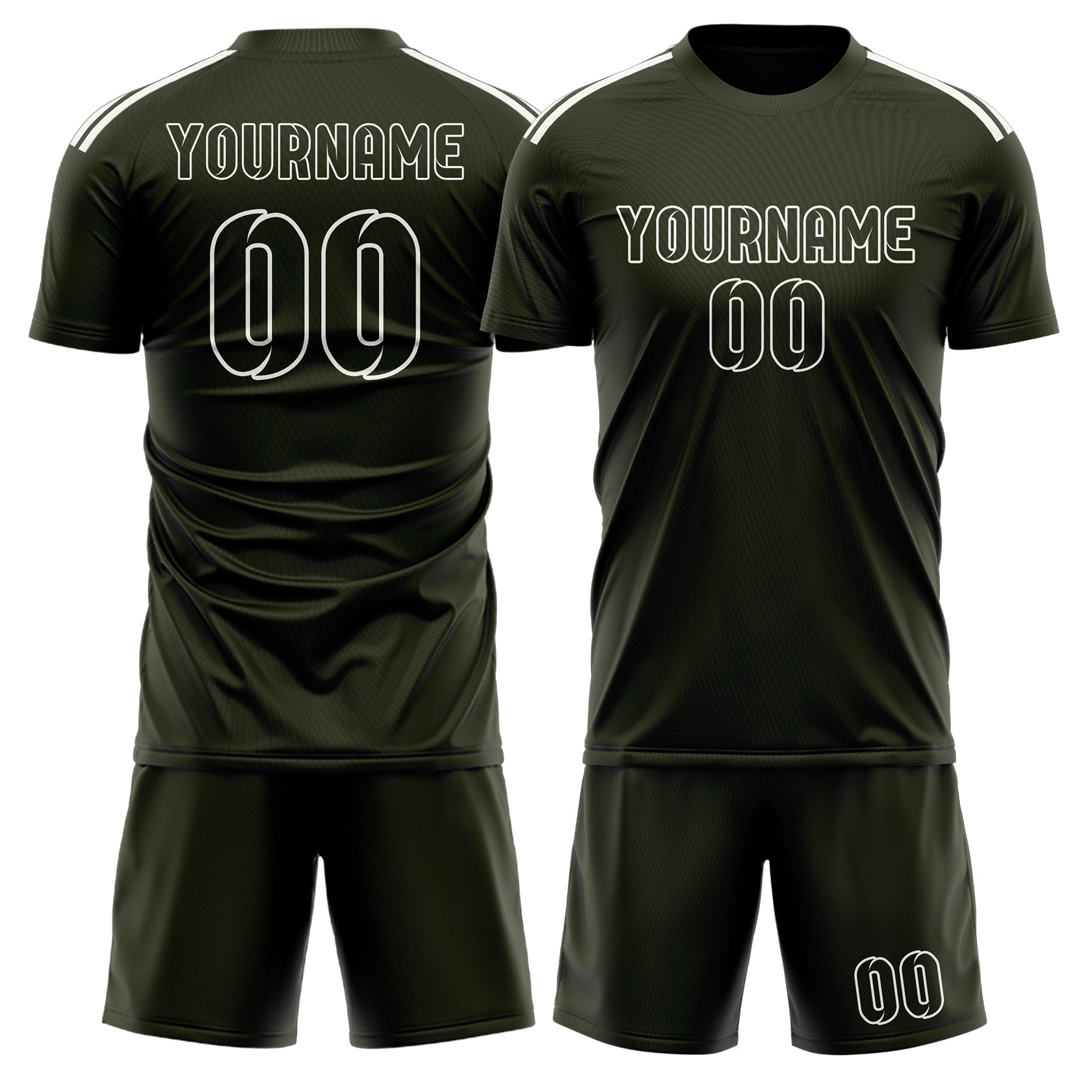 Maßgeschneidertes Professionelles Dunkles Oliv Dunkles Oliv Fußballtrikot-Set