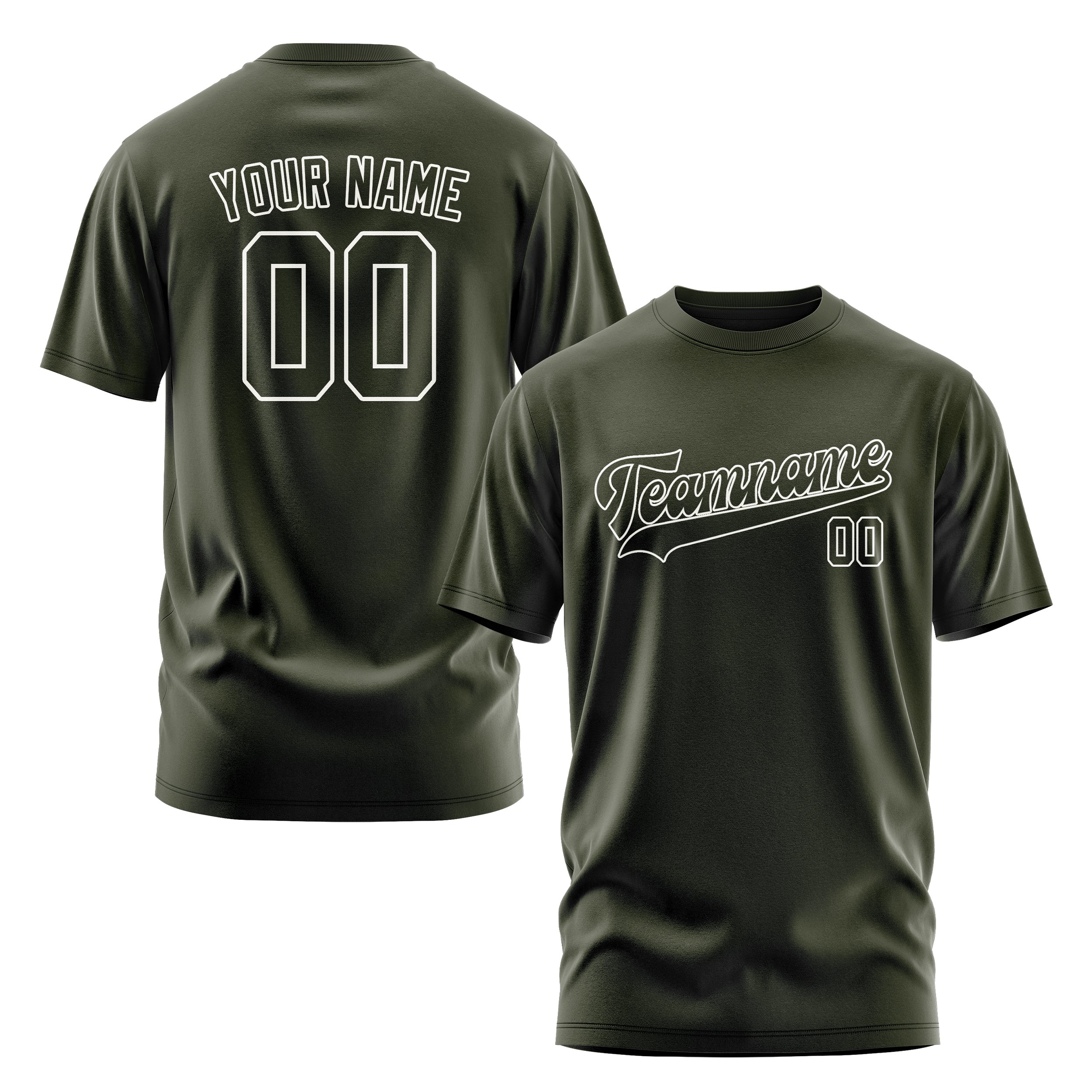 Maßgeschneidertes Dunkles Oliv Dunkles Oliv T-Shirt