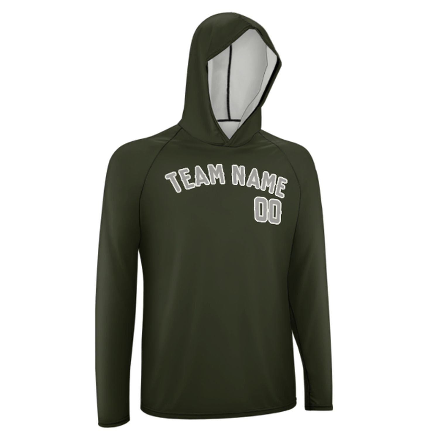 Maßgeschneidertes Dunkles Oliv Grau UV-Hoodie
