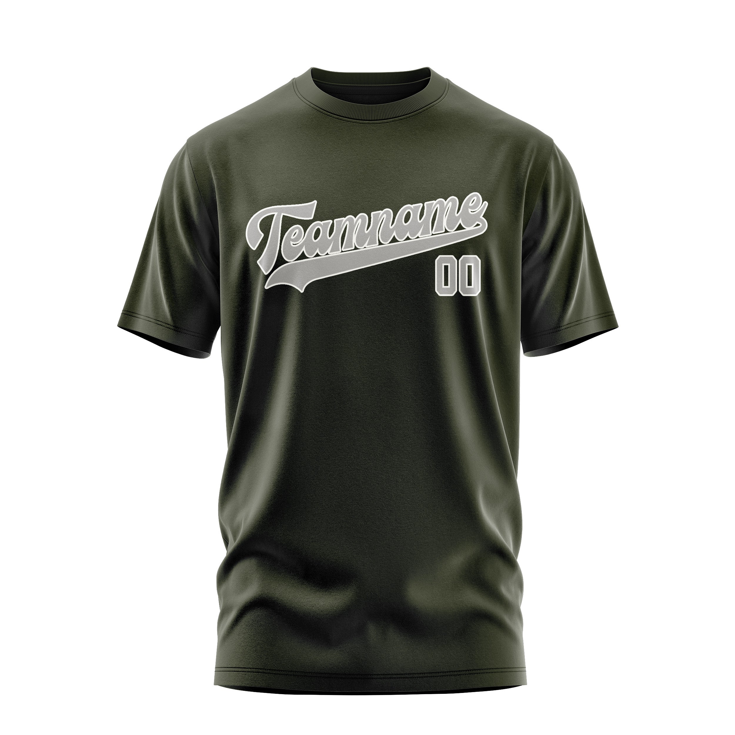 Maßgeschneidertes Dunkles Oliv Grau T-Shirt