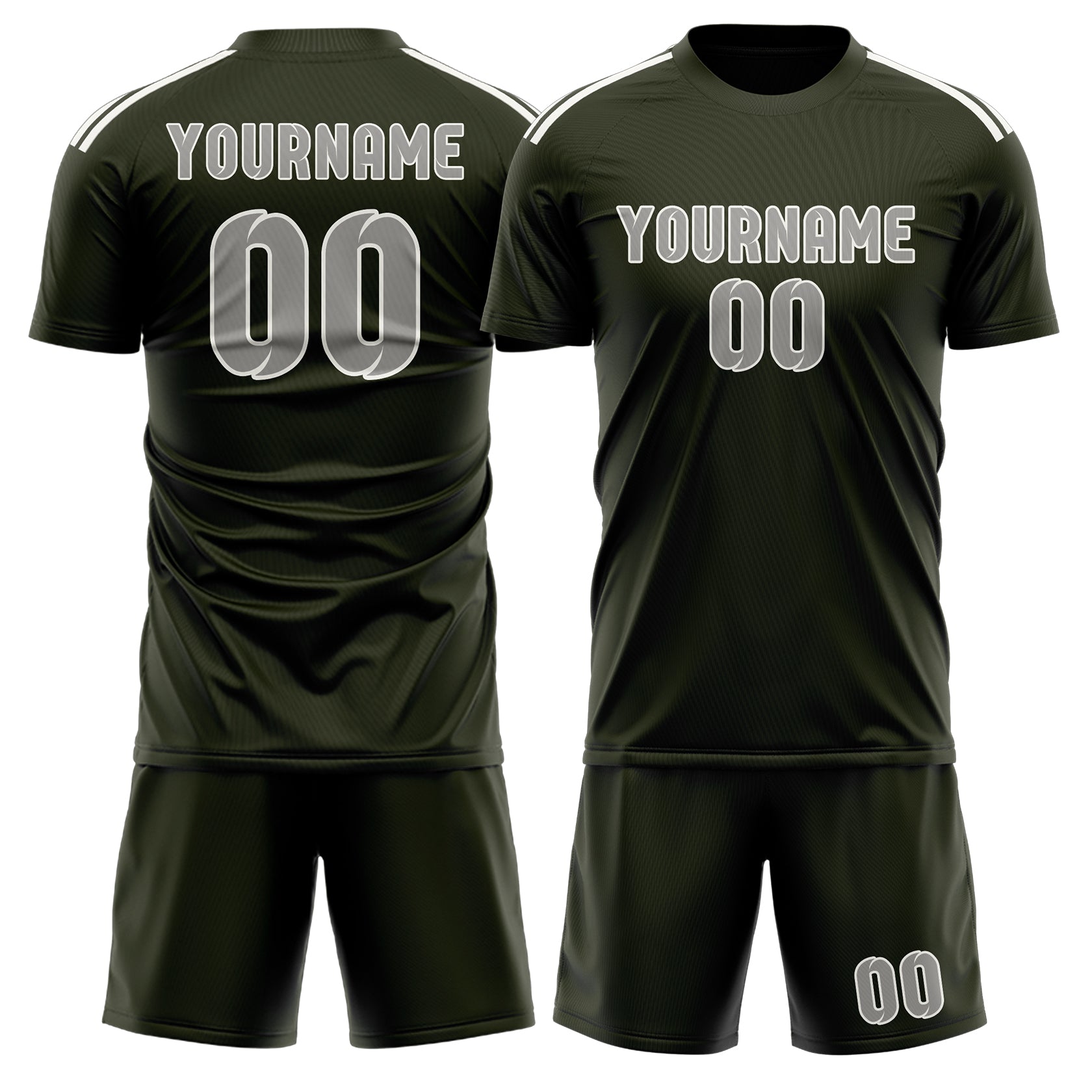 Maßgeschneidertes Professionelles Dunkles Oliv Grau Fußballtrikot-Set