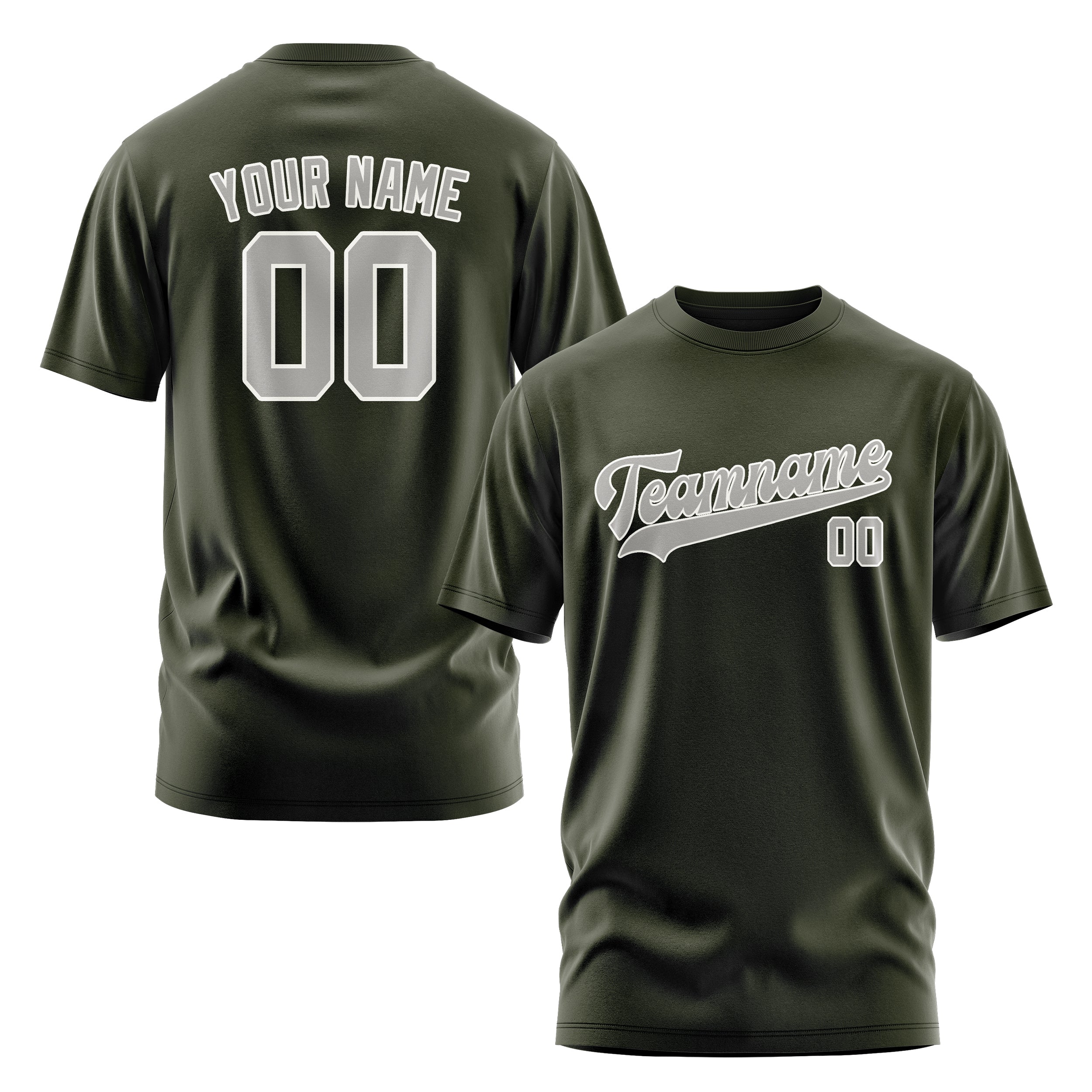 Maßgeschneidertes Dunkles Oliv Grau T-Shirt