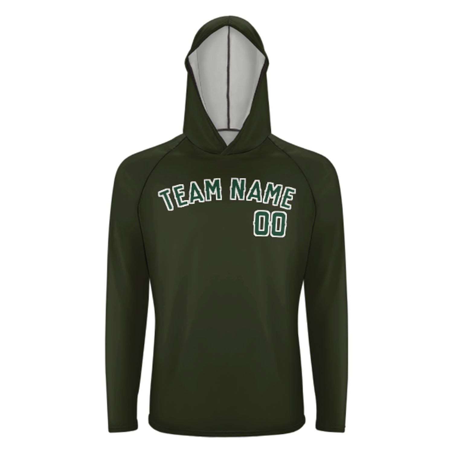 Maßgeschneidertes Dunkles Oliv Moosgrün UV-Hoodie