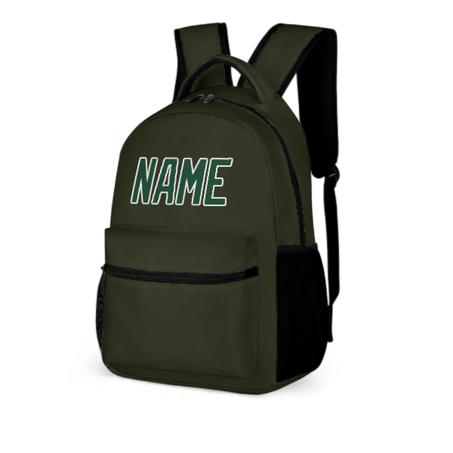 Zaino per bambini personalizzato color verde oliva scuro e muschio