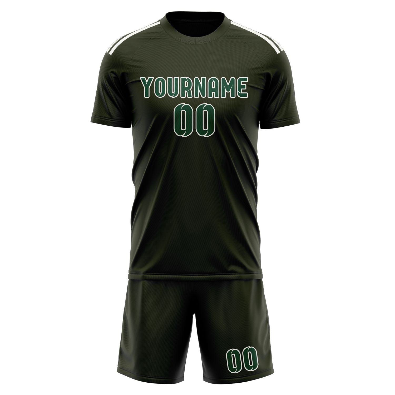 Maßgeschneidertes Professionelles Dunkles Oliv Moosgrün Fußballtrikot-Set