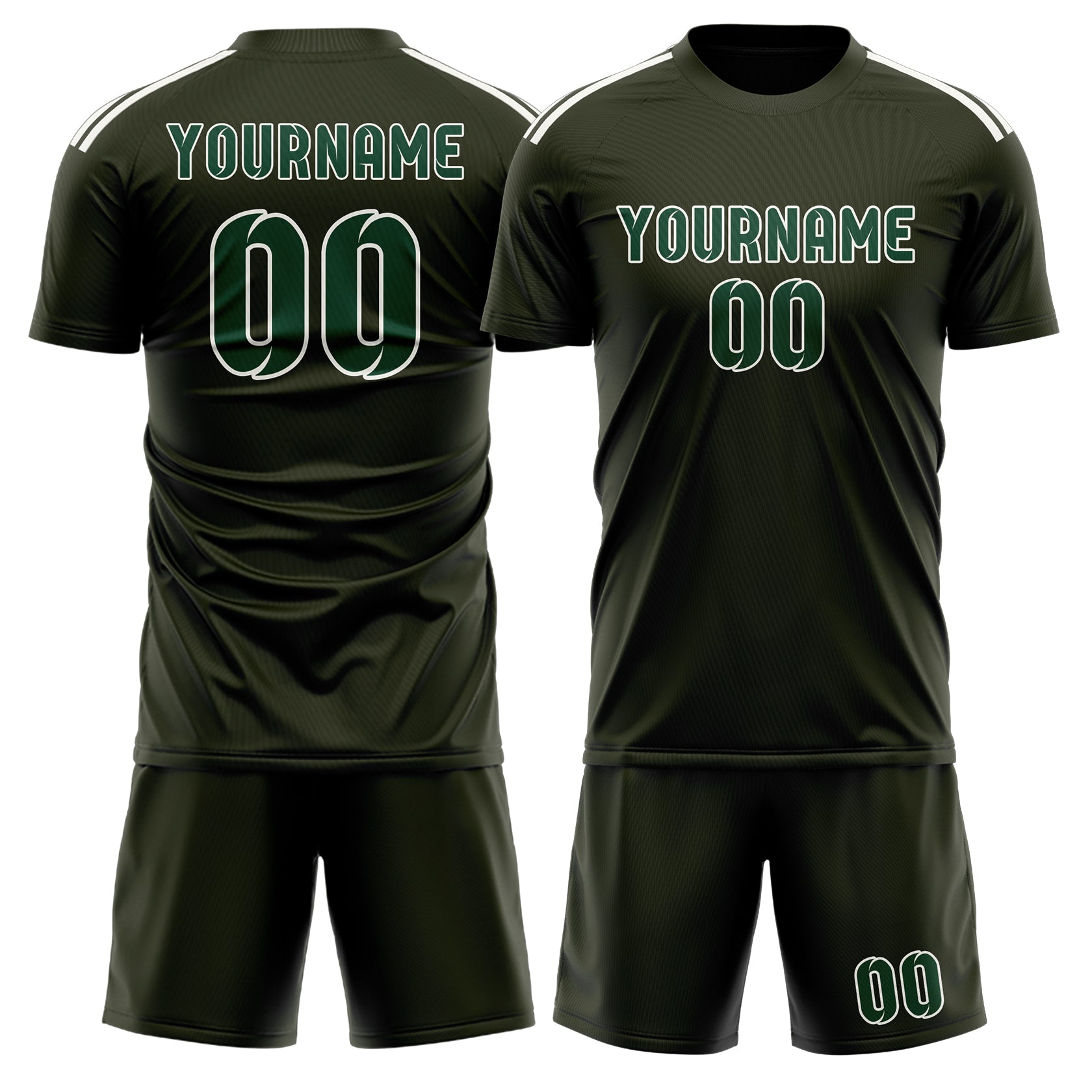Maßgeschneidertes Professionelles Dunkles Oliv Moosgrün Fußballtrikot-Set