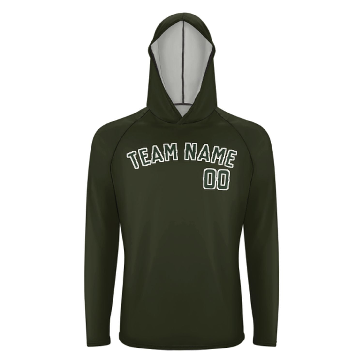 Maßgeschneidertes Dunkles Oliv Tannengrün UV-Hoodie
