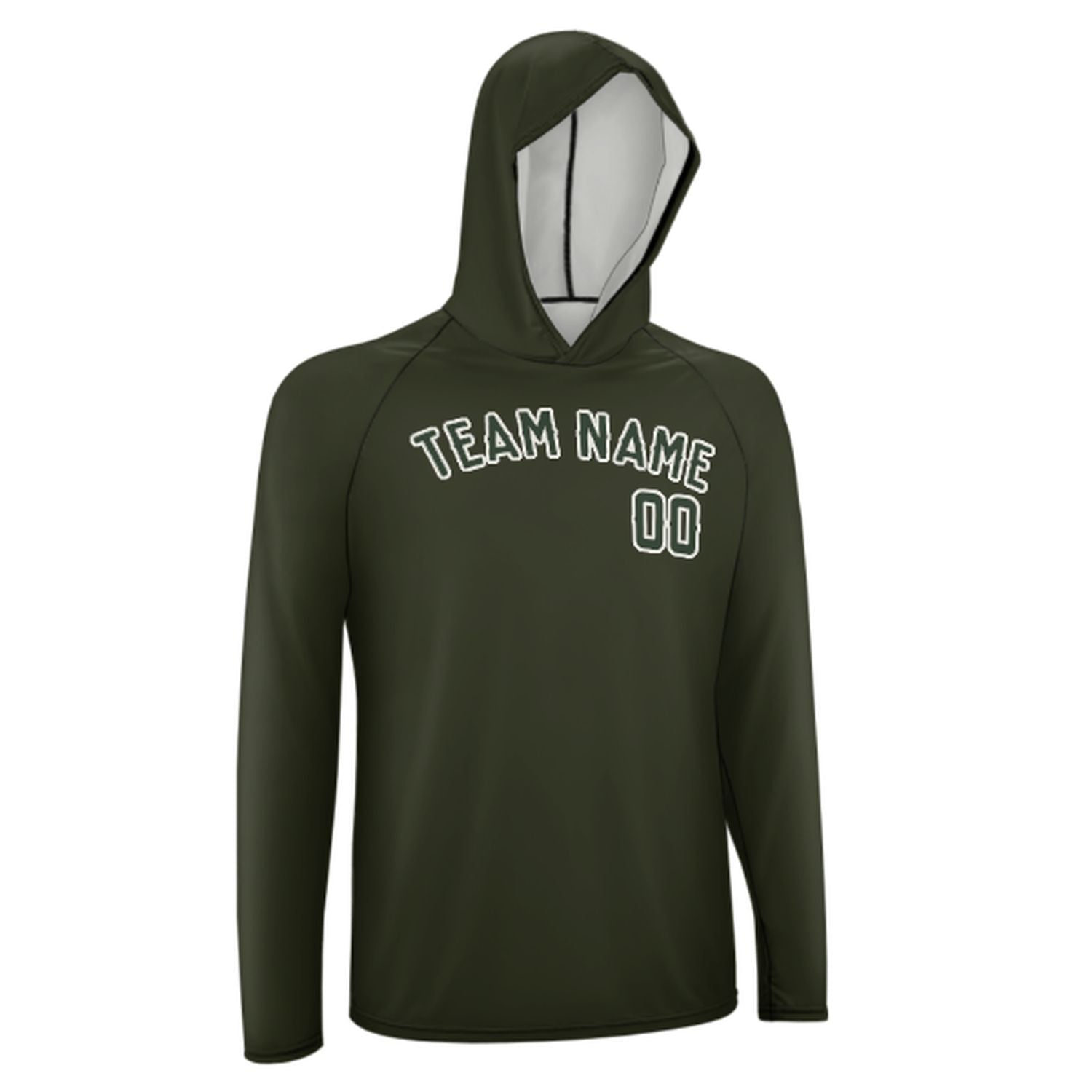 Maßgeschneidertes Dunkles Oliv Tannengrün UV-Hoodie