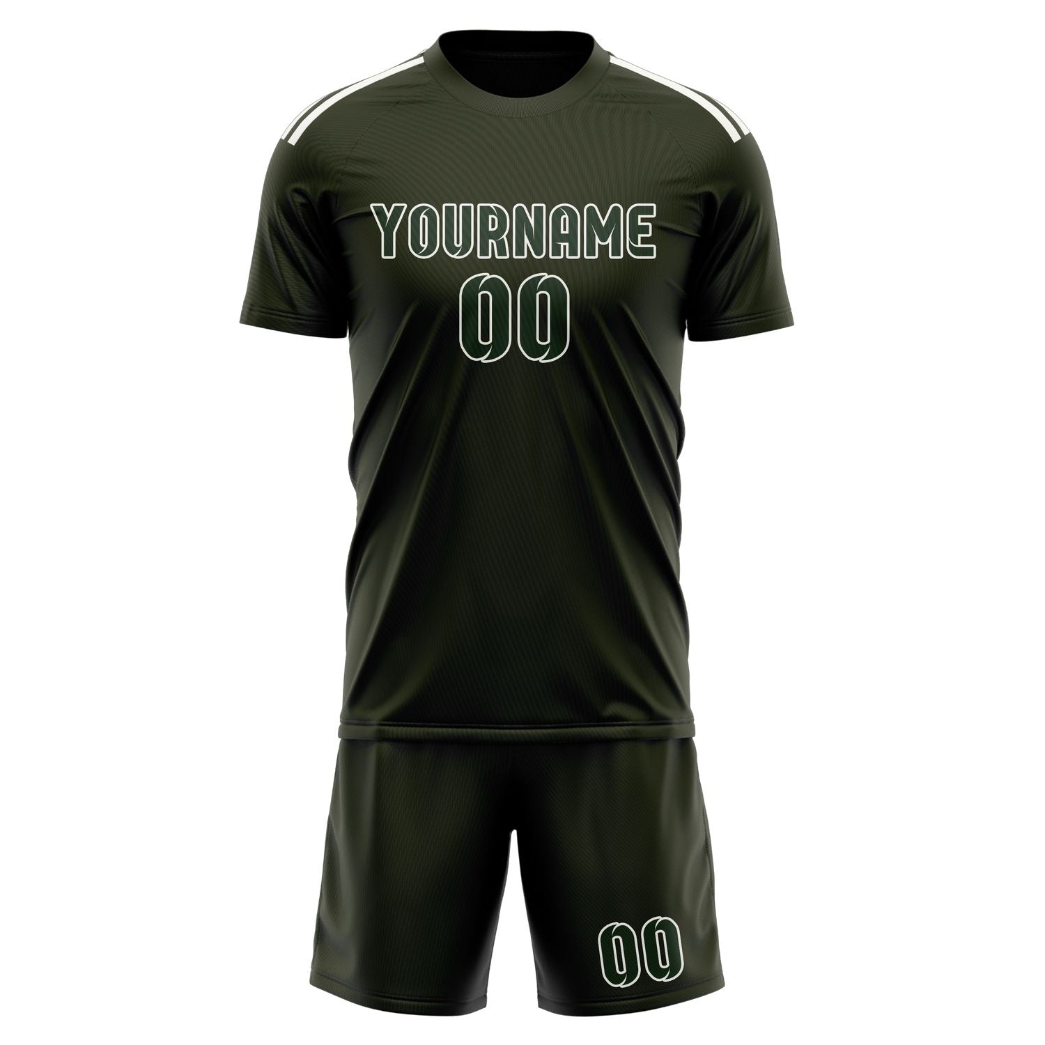 Maßgeschneidertes Professionelles Dunkles Oliv Tannengrün Fußballtrikot-Set