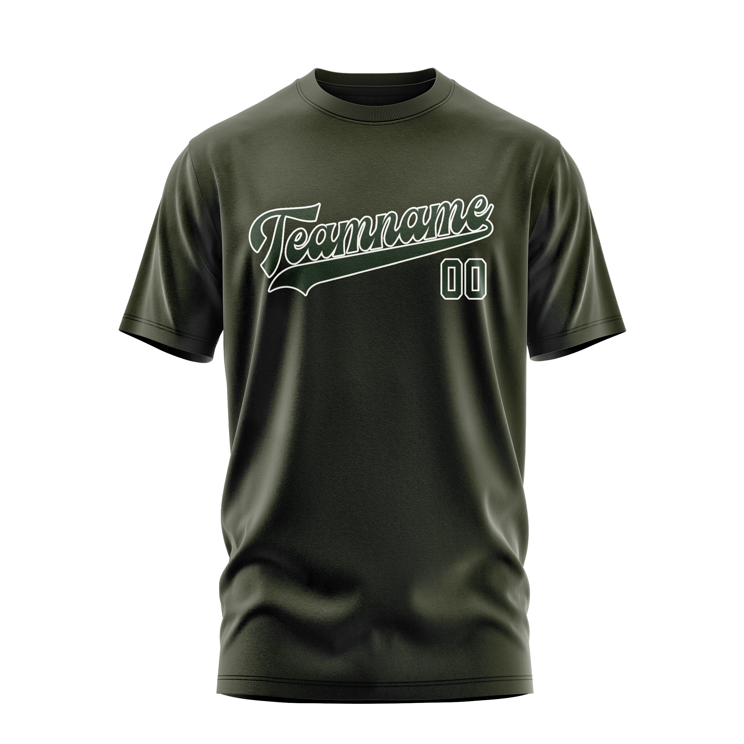 Maßgeschneidertes Dunkles Oliv Tannengrün T-Shirt