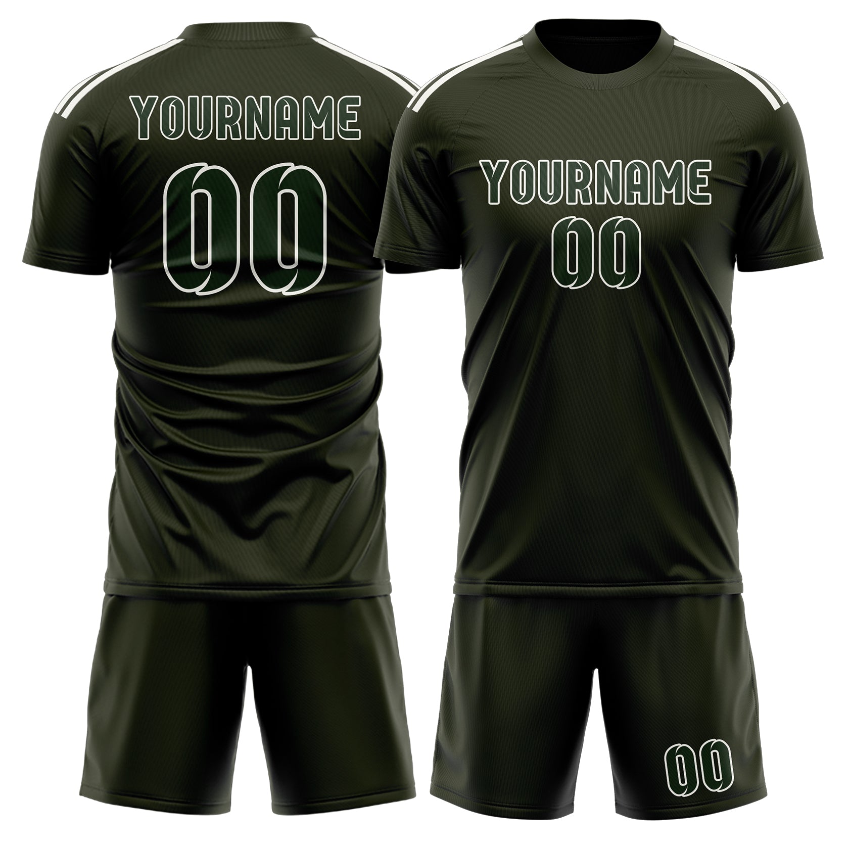 Maßgeschneidertes Professionelles Dunkles Oliv Tannengrün Fußballtrikot-Set