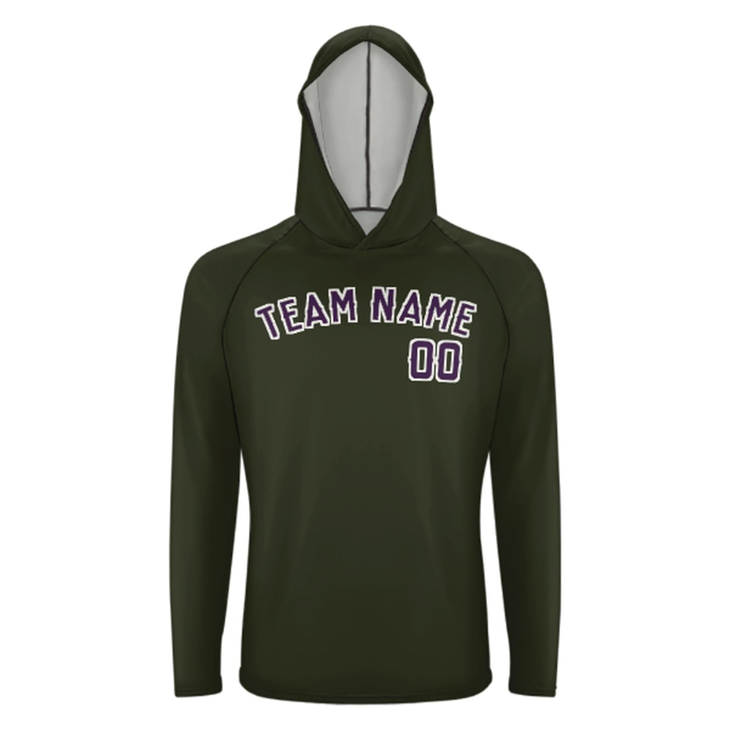 Maßgeschneidertes Dunkles Oliv Lila UV-Hoodie