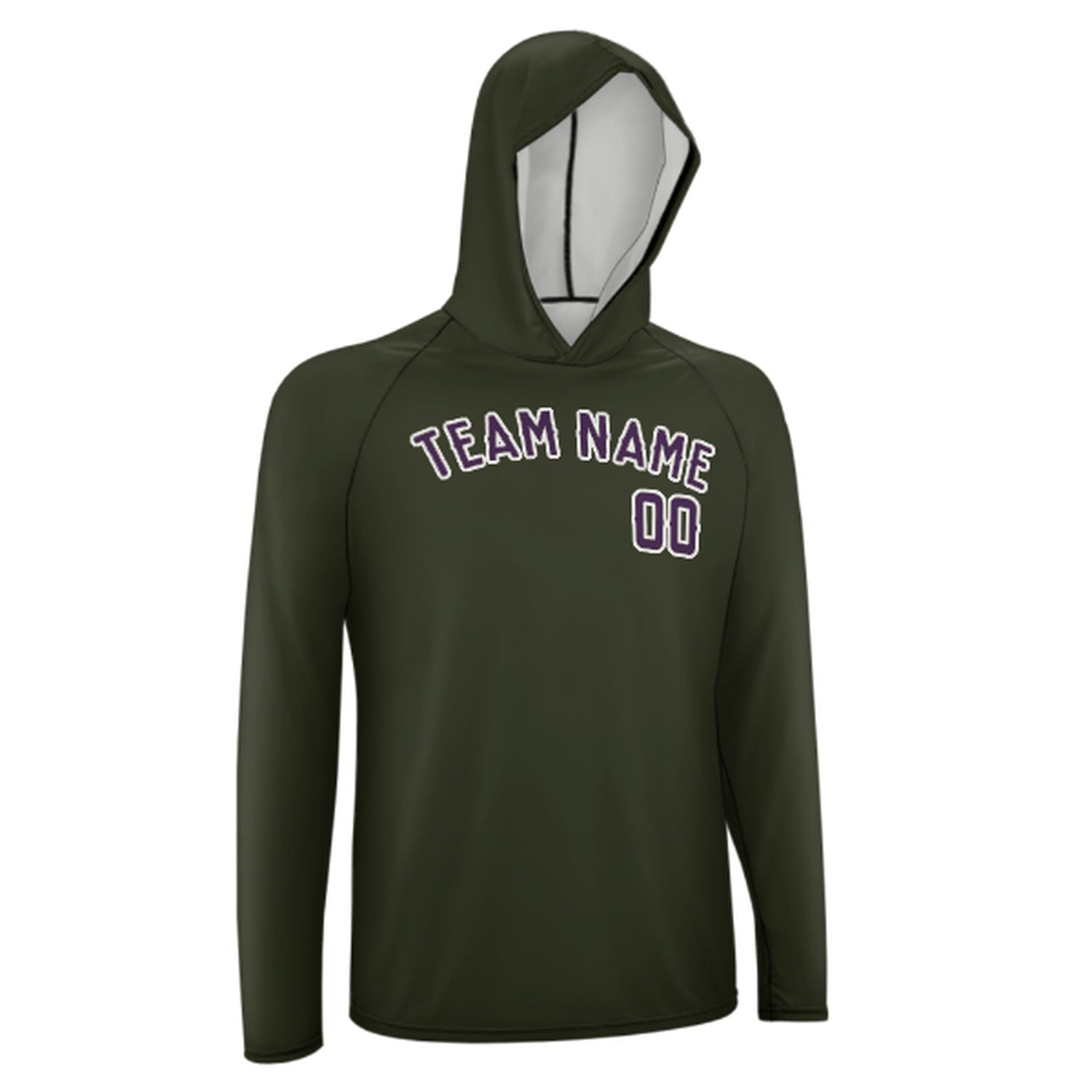 Maßgeschneidertes Dunkles Oliv Lila UV-Hoodie