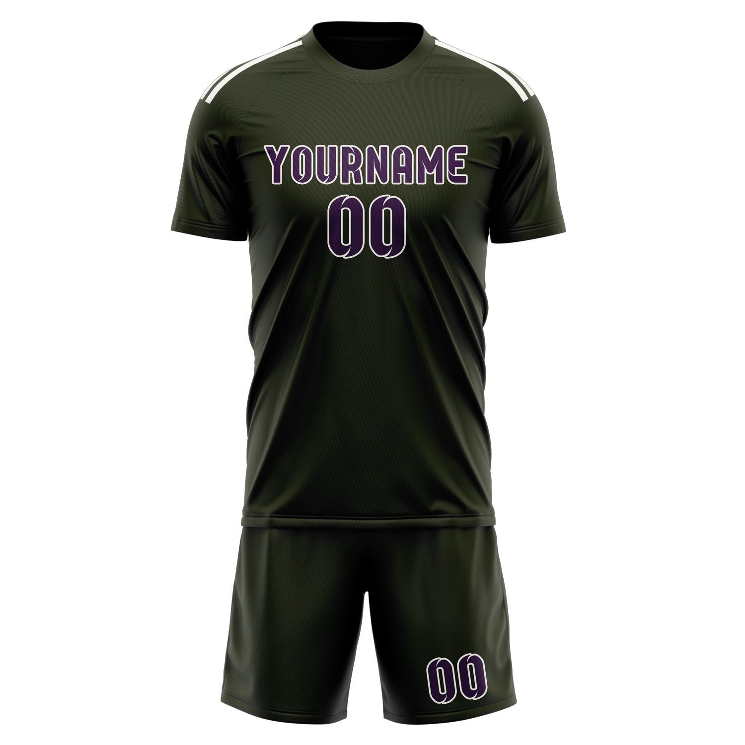 Maßgeschneidertes Professionelles Dunkles Oliv Lila Fußballtrikot-Set