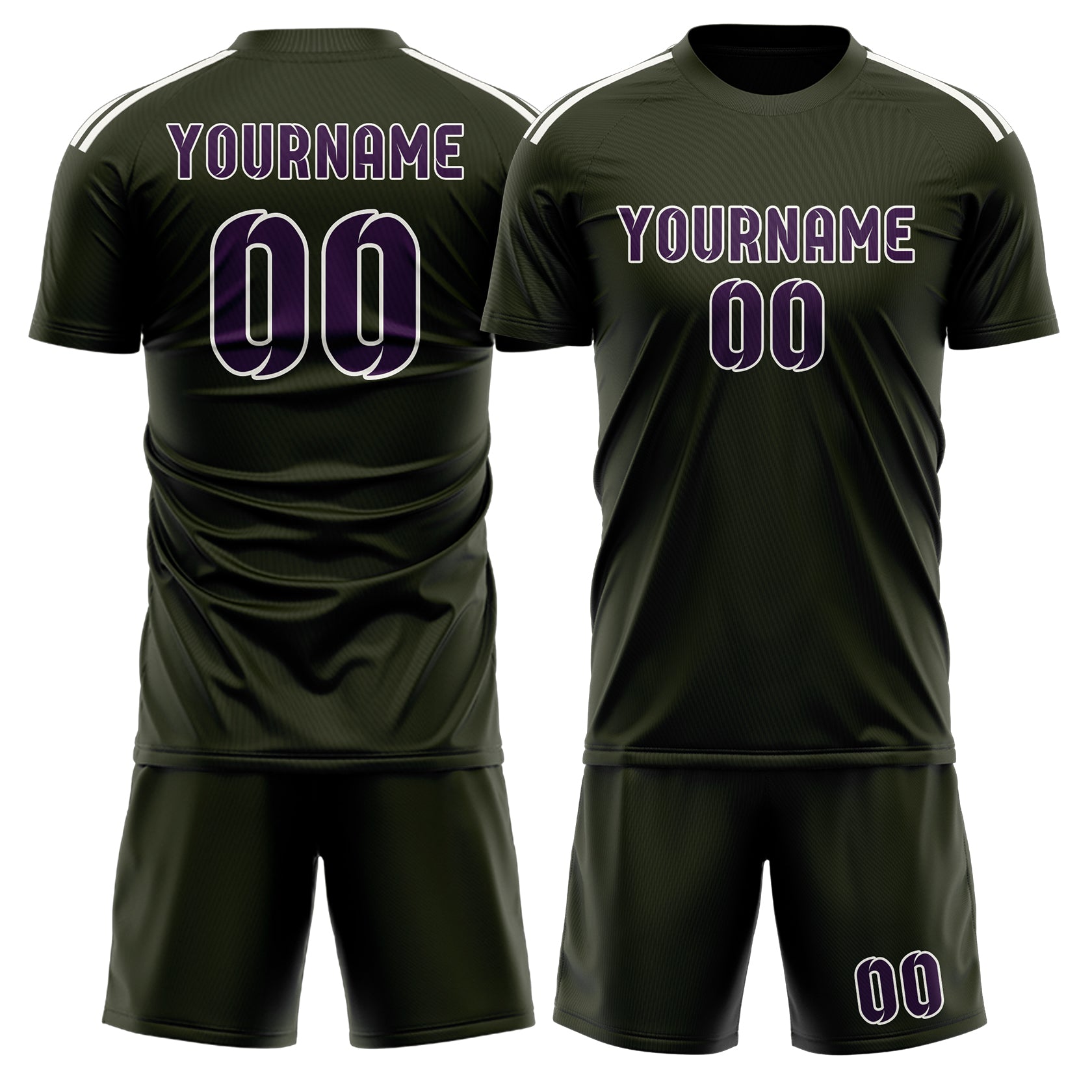 Maßgeschneidertes Professionelles Dunkles Oliv Lila Fußballtrikot-Set