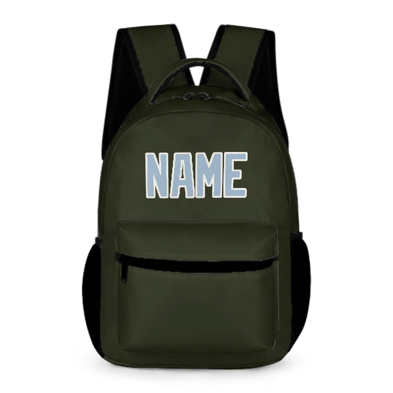 Zaino personalizzato per bambini color oliva scuro e azzurro
