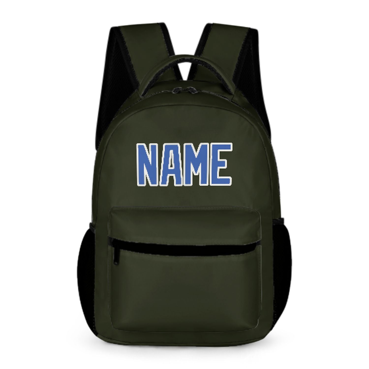 Zaino per bambini personalizzato color oliva scuro e azzurro cielo