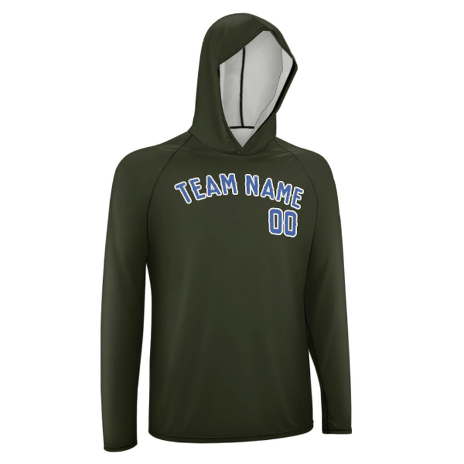 Maßgeschneidertes Dunkles Oliv Himmelblau UV-Hoodie