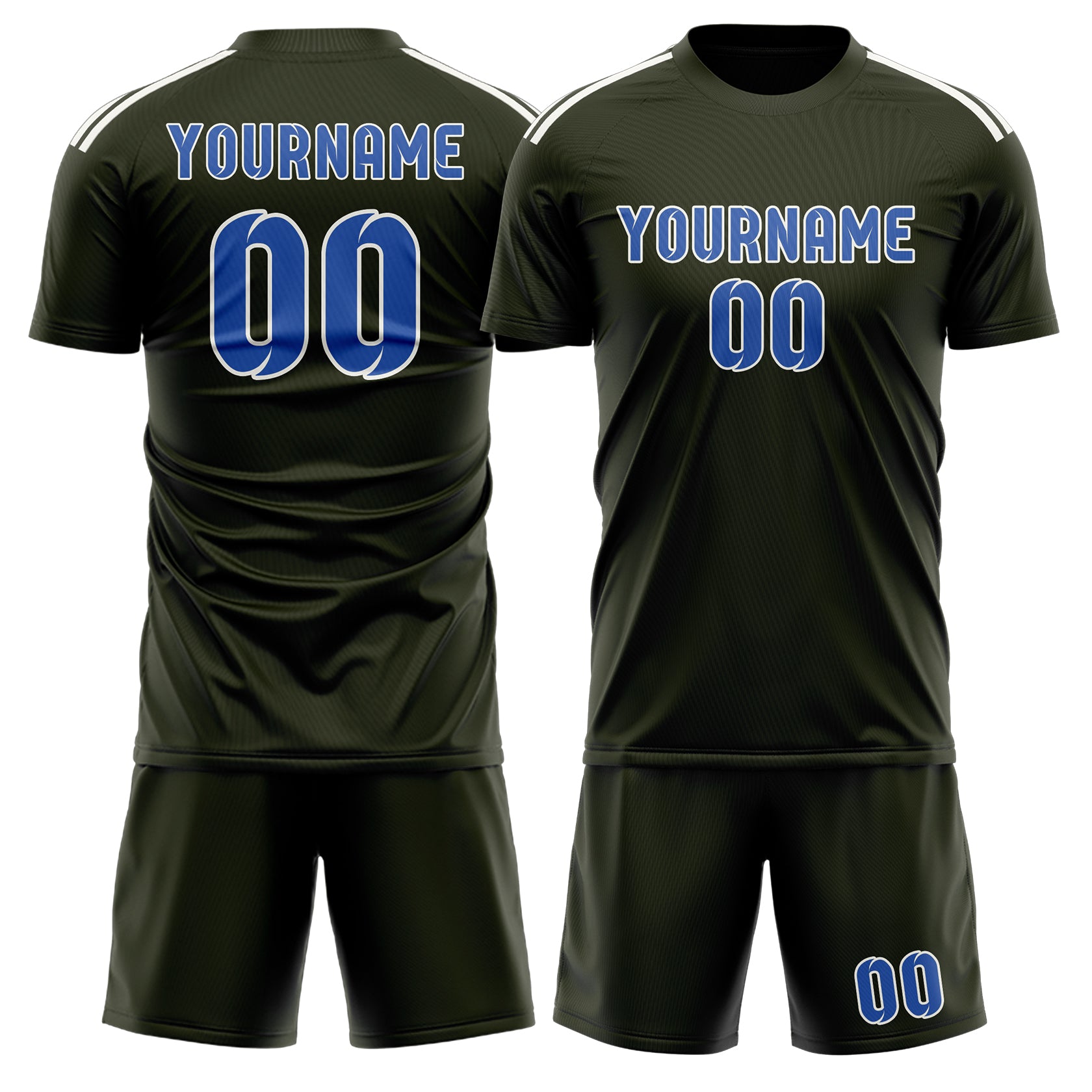 Maßgeschneidertes Professionelles Dunkles Oliv Himmelblau Fußballtrikot-Set