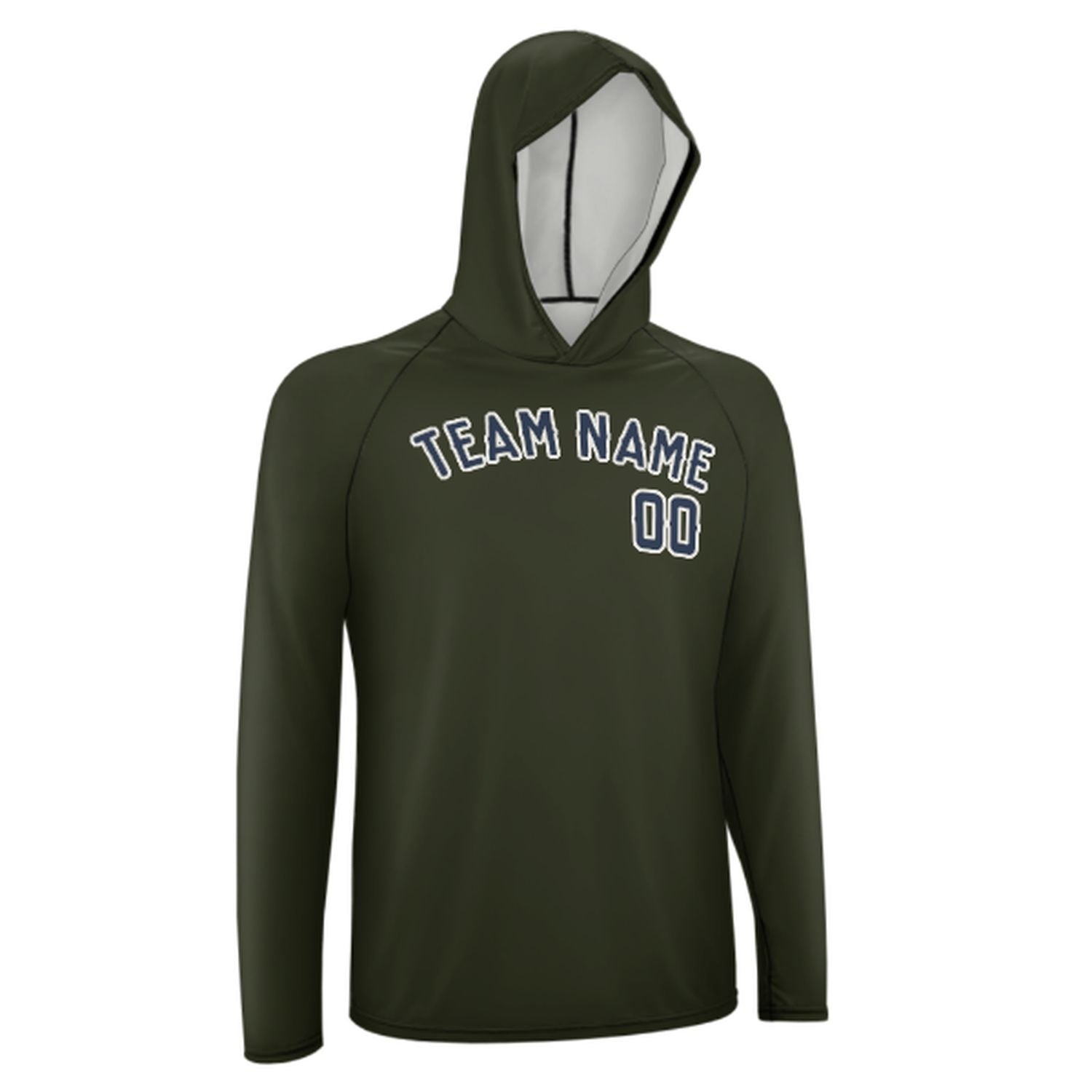 Maßgeschneidertes Dunkles Oliv Marineblau UV-Hoodie