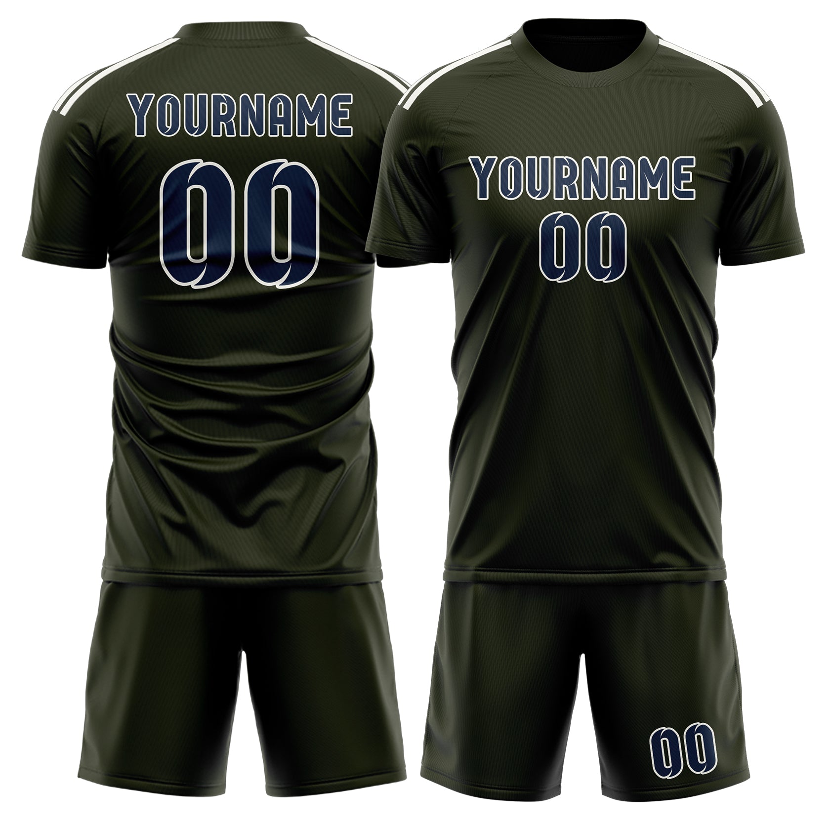 Maßgeschneidertes Professionelles Dunkles Oliv Marineblau Fußballtrikot-Set