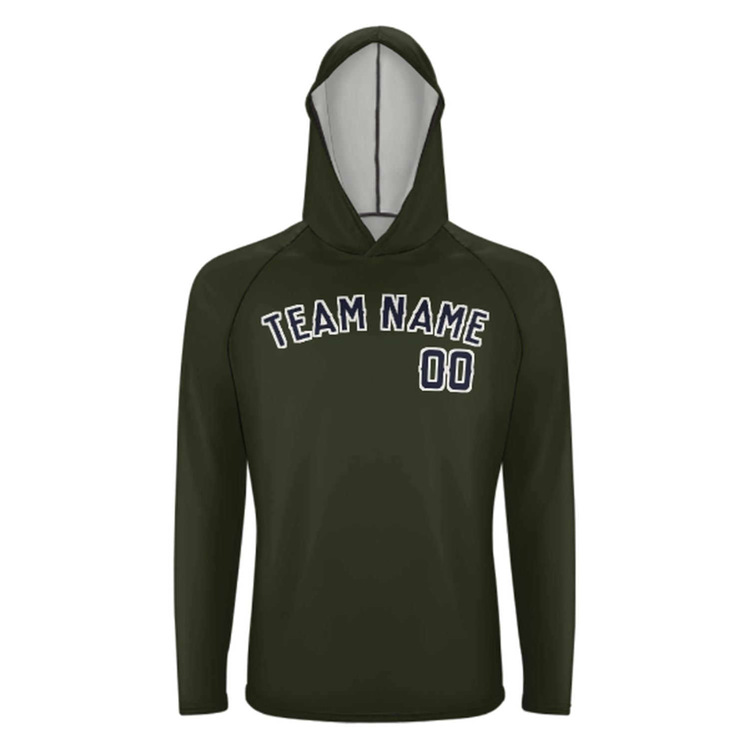 Maßgeschneidertes Dunkles Oliv Stahlblau UV-Hoodie