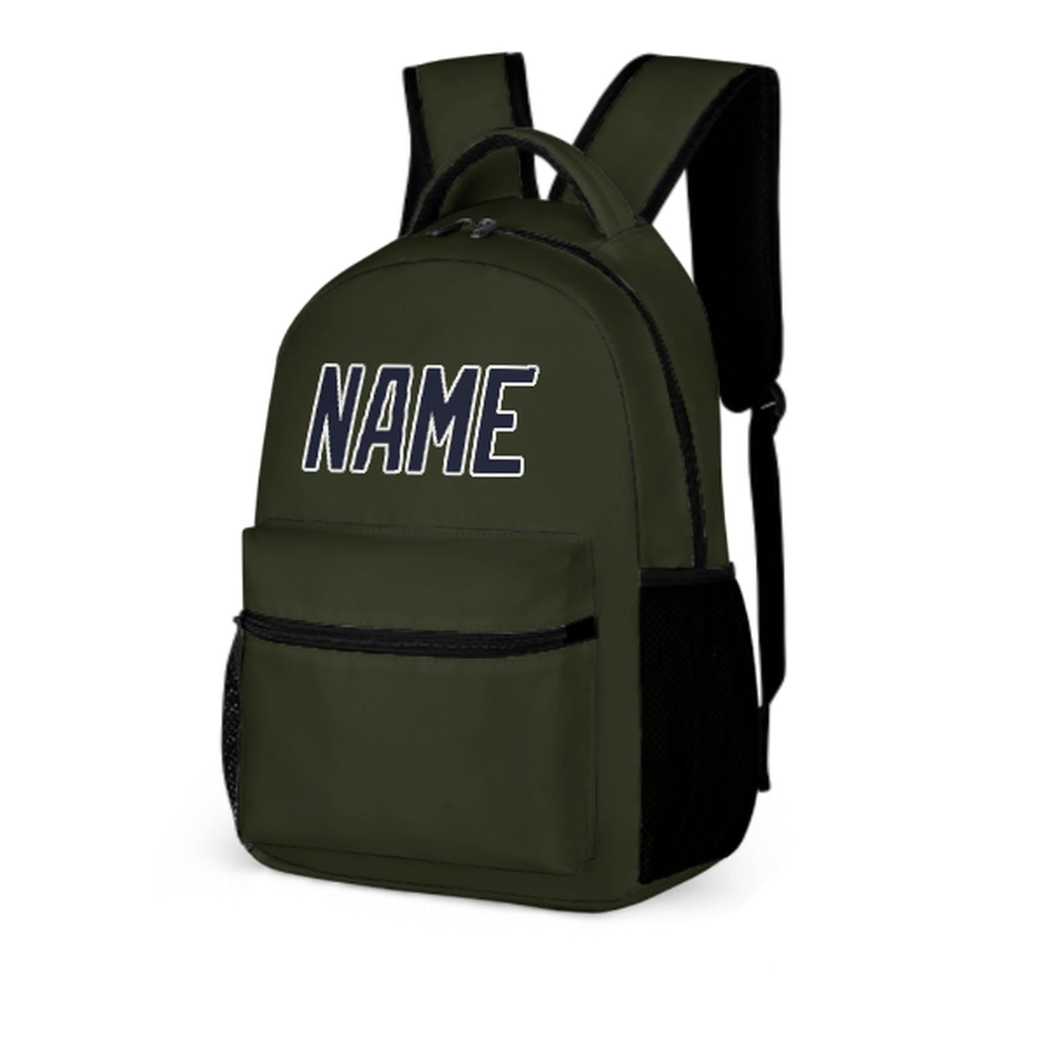 Zaino per bambini personalizzato color oliva scuro e blu acciaio
