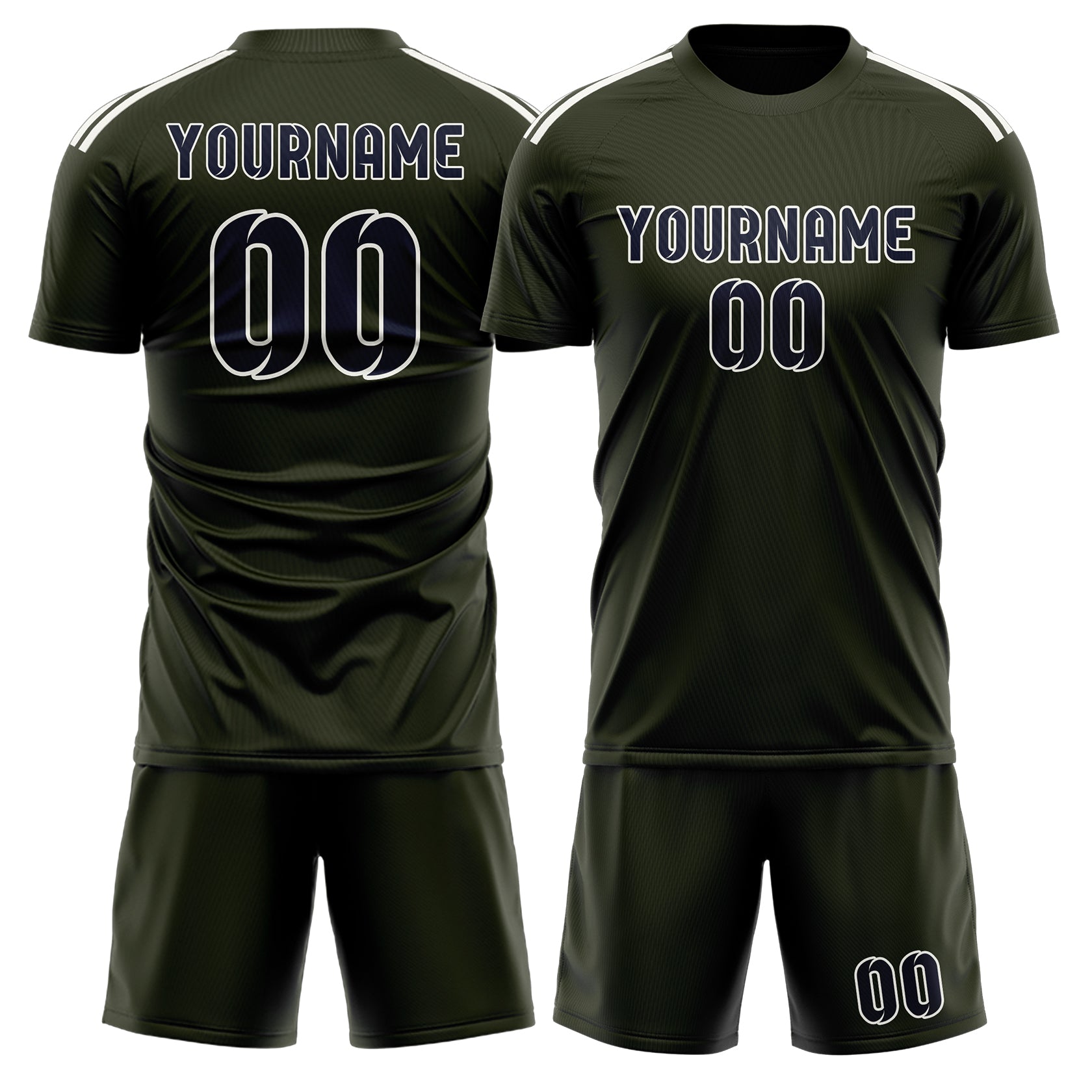 Maßgeschneidertes Professionelles Dunkles Oliv Stahlblau Fußballtrikot-Set