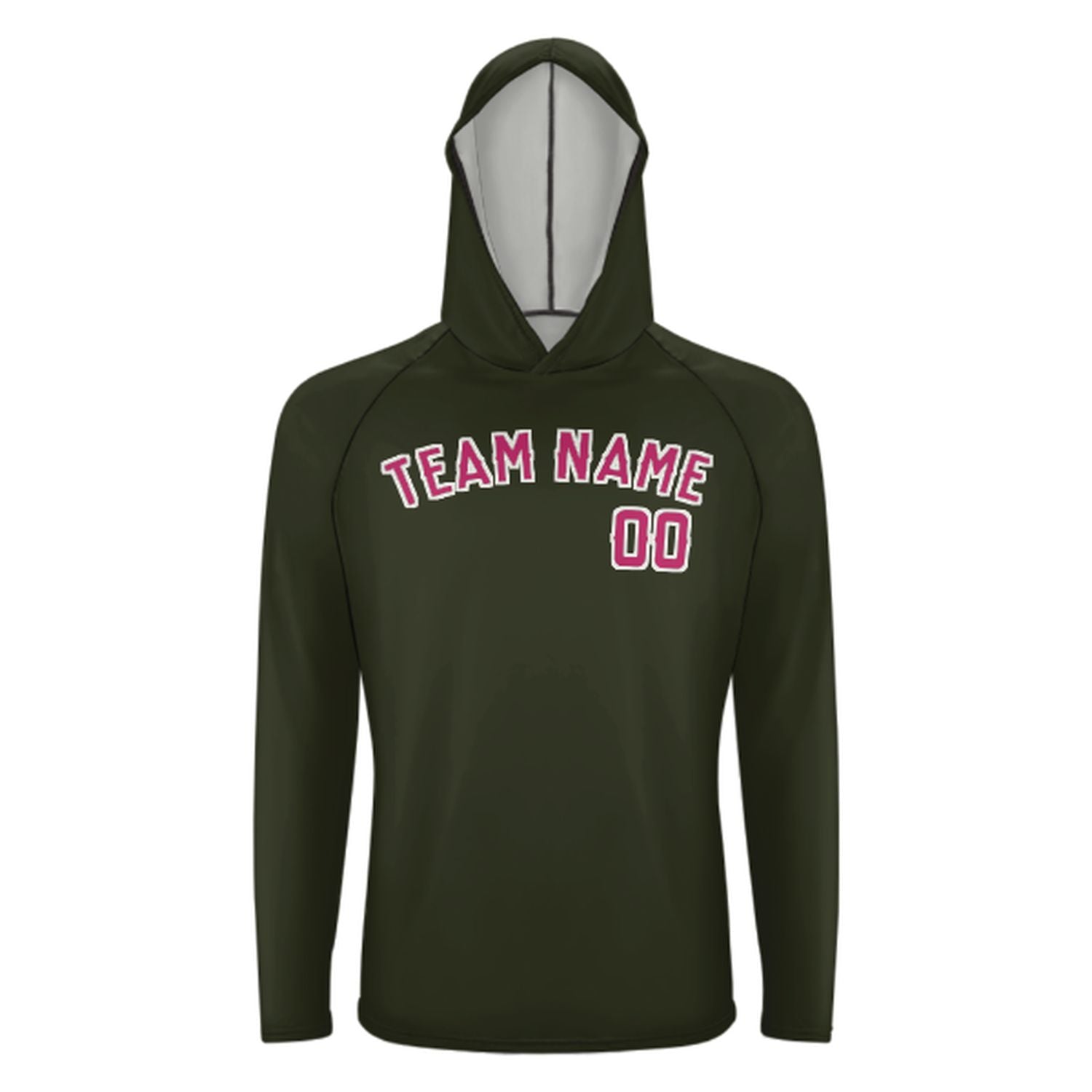 Maßgeschneidertes Dunkles Oliv Rosarot UV-Hoodie