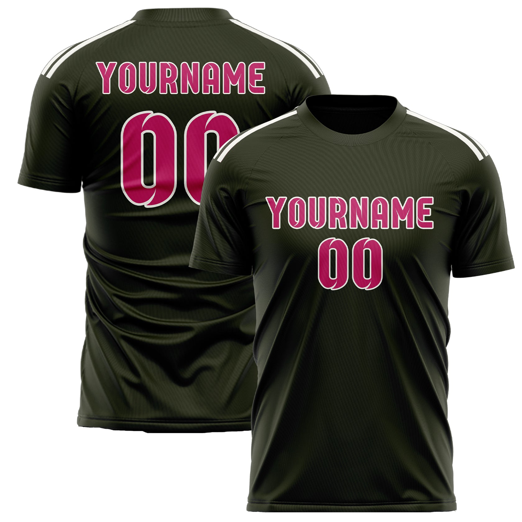Benutzerdefiniertes Professionelles Dunkles Oliv Rosarot Fußballtrikot
