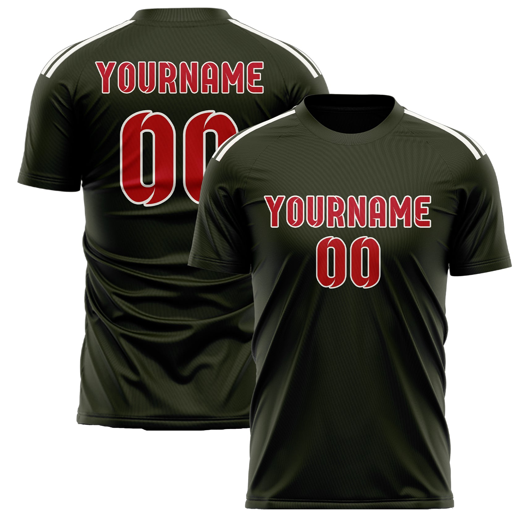 Benutzerdefiniertes Professionelles Dunkles Oliv Rot Fußballtrikot
