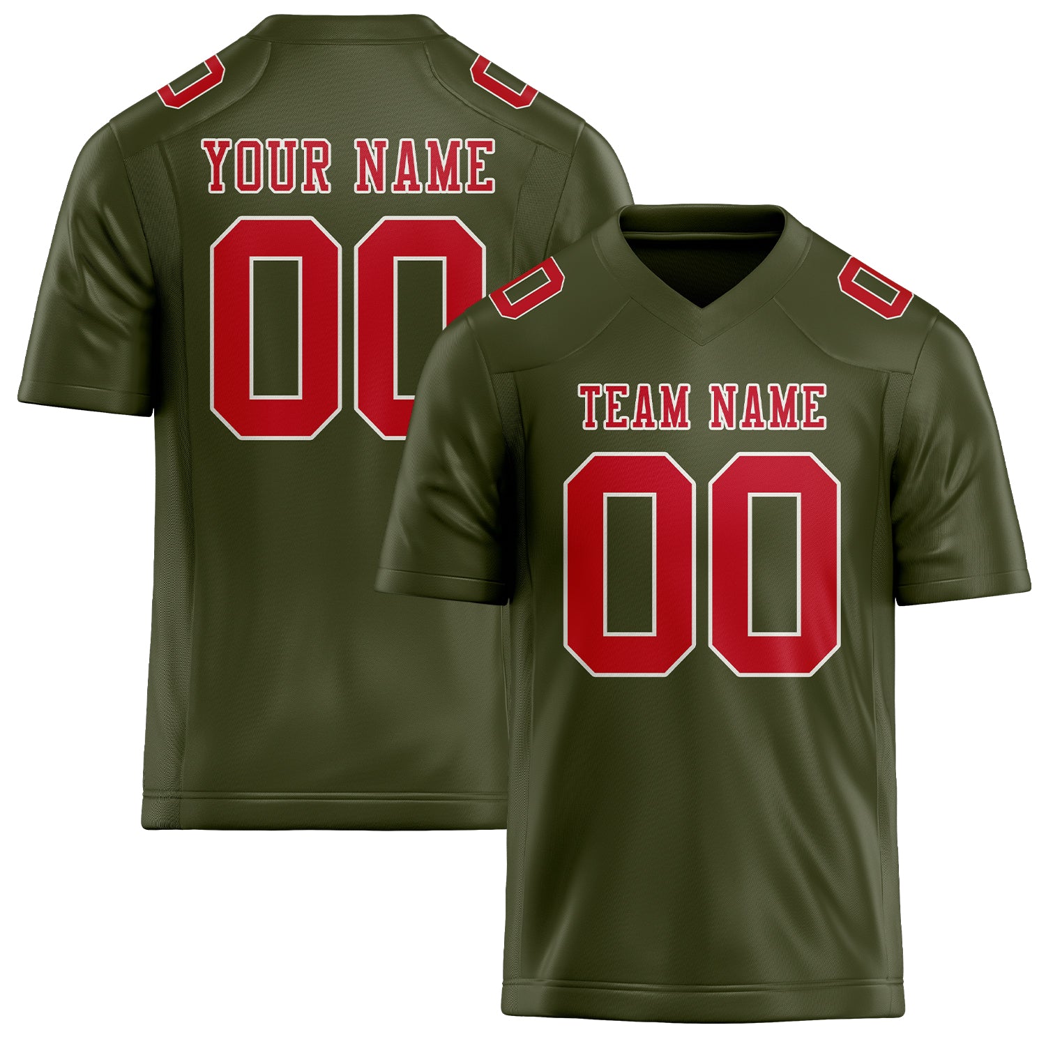 Maßgeschneidertes Professionelles Dunkles Oliv Rot Rugbytrikot